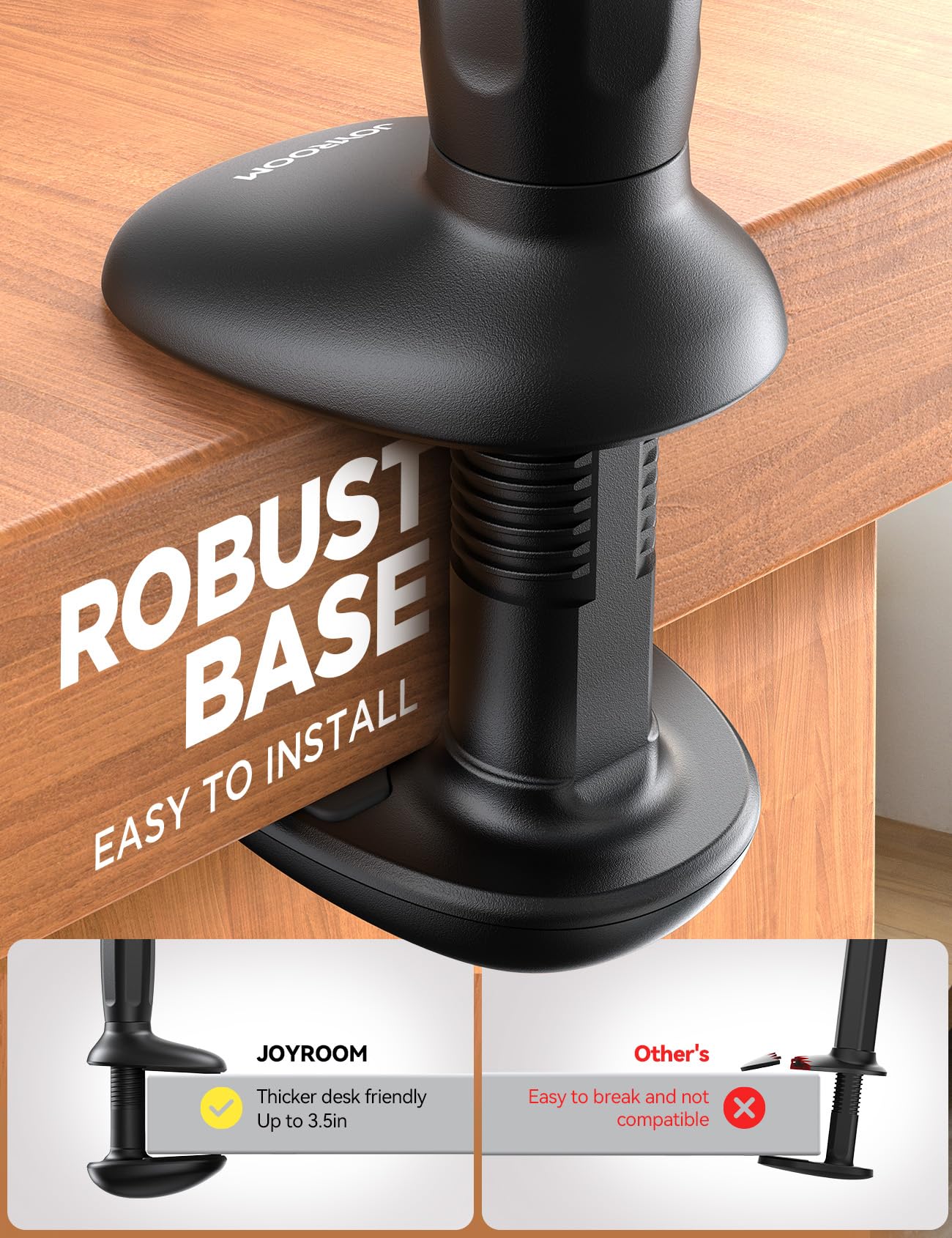 JOYROOM Gooseneck Phone Holder for Bed - [Safety Lock] & [Nylon Braid] 39.37” Flexible Long Arm Phone Stand for Desk, 720° Adjustable Overhead Phone Mount for iPhone 16, All 4-7" Devices Carbon Black - Image 6