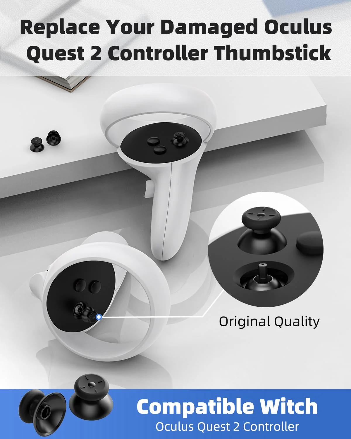 Joystick Replacement Kit for Oculus Quest 2 Controller, OLCLSS Accessories for Oculus Quest 2 Controller and Meta Quest 2 Controller (2-in-one) - Image 2