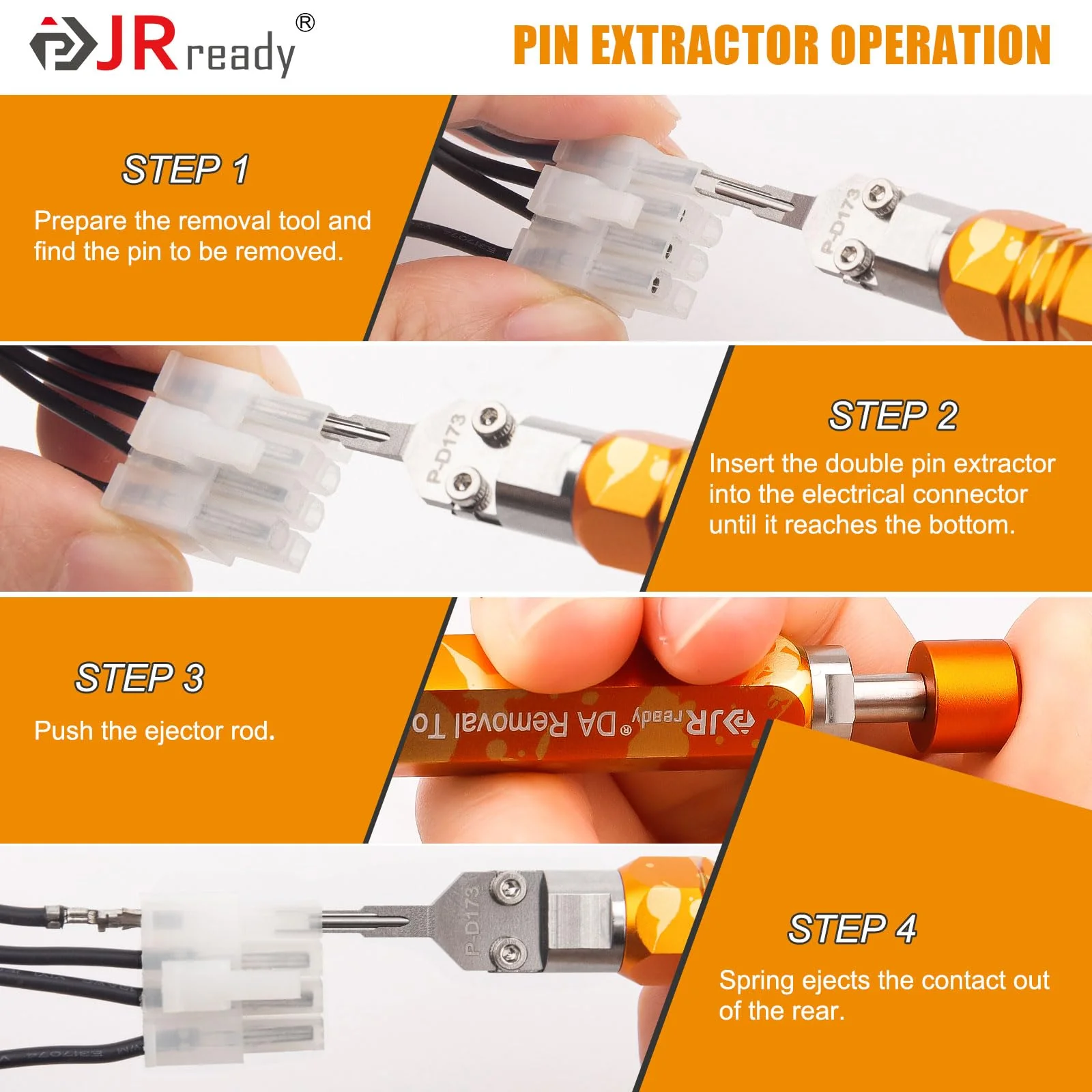 JRready DAP-D173 Mini-Fit Jr Extraction Tool(Equivalent to Molex 11-03-0044) Molex Pin Extractor Terminal Release Tool for Mini-Fit Jr.TM Series Terminals Built-in Plunger ATX Pin Removal Tool Pin Extractor Tool - Image 6
