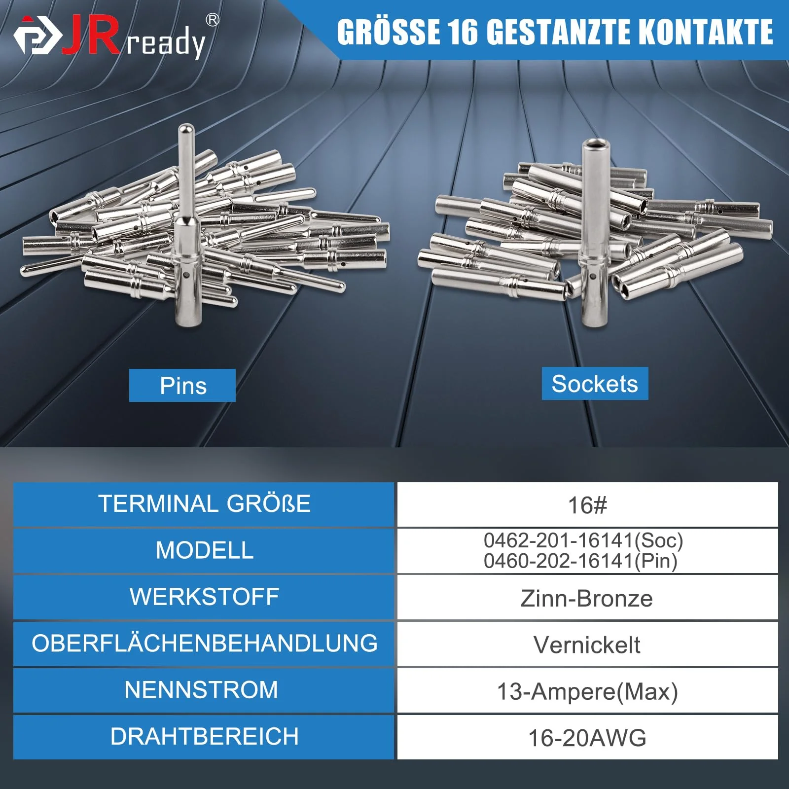 JRready German Plug 2-Pin Grey IP68 Waterproof DT Connector Set 6 Sets with German Terminal Kit Wire Gauge 16-20 AWG for Car, Motorcycle, Truck, Boat 2 Pins 6 Sätze-YK - Image 5
