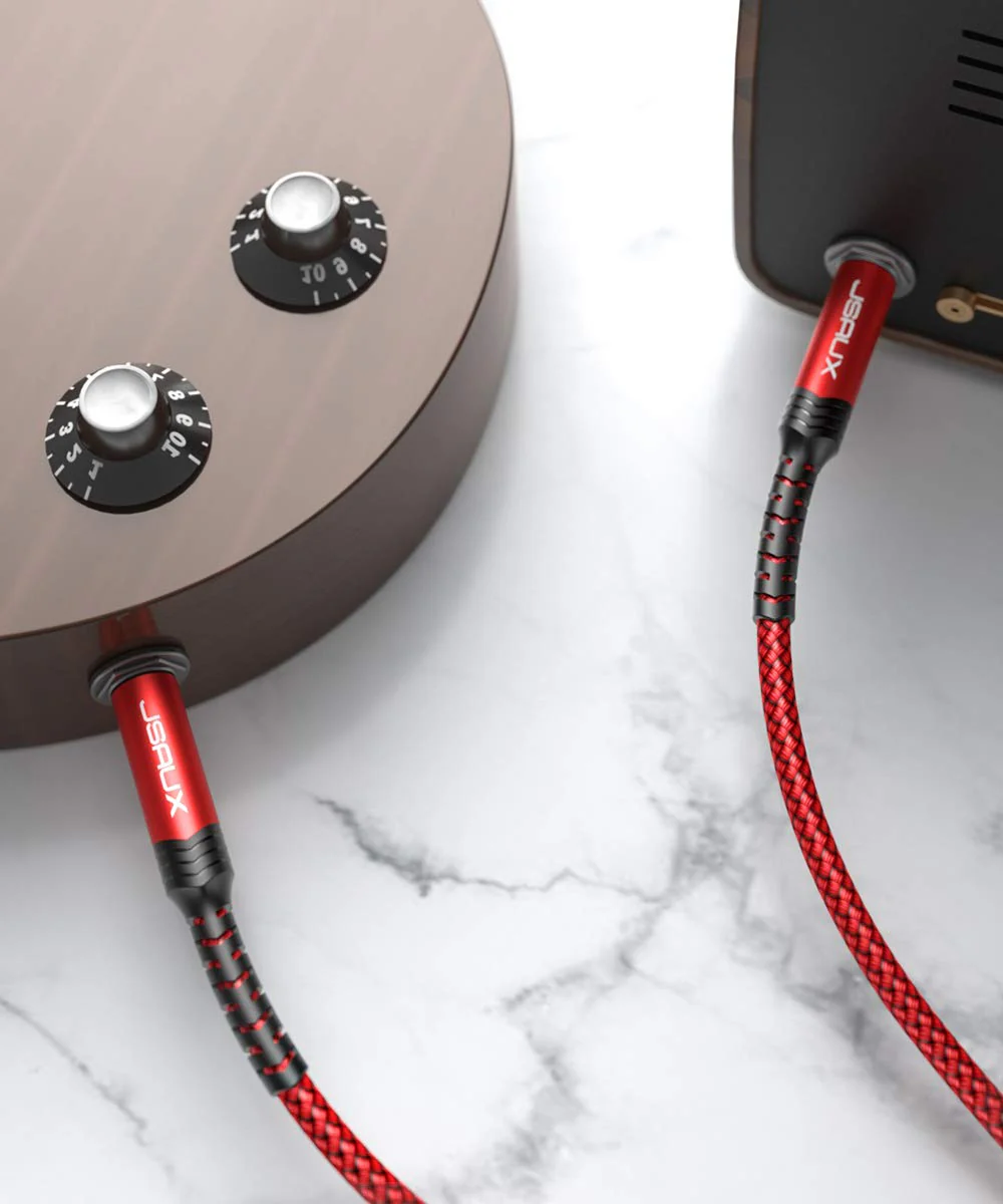 JSAUX 1/4 Inch Cable Guitar Cable 10FT, Instrument Cable 6.35mm (1/4) TRS to 6.35mm (1/4) TRS Stereo Audio Cable Male to Male Straight-to-Straight for Electric Guitar, Bass, Mandolin - Red 3M Straight-Red - Image 4