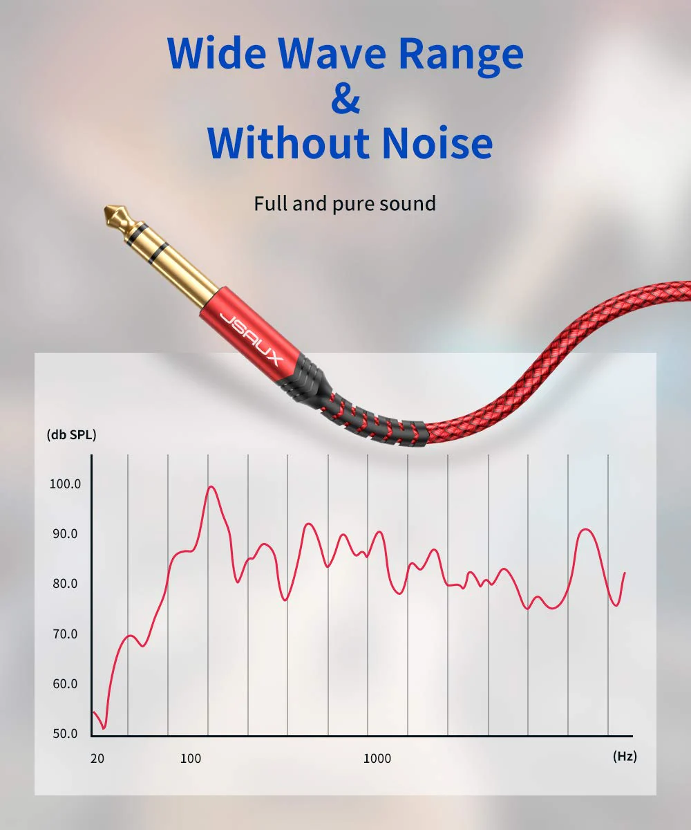 JSAUX 1/4 Inch Cable Guitar Cable 10FT, Instrument Cable 6.35mm (1/4) TRS to 6.35mm (1/4) TRS Stereo Audio Cable Male to Male Straight-to-Straight for Electric Guitar, Bass, Mandolin - Red 3M Straight-Red - Image 6