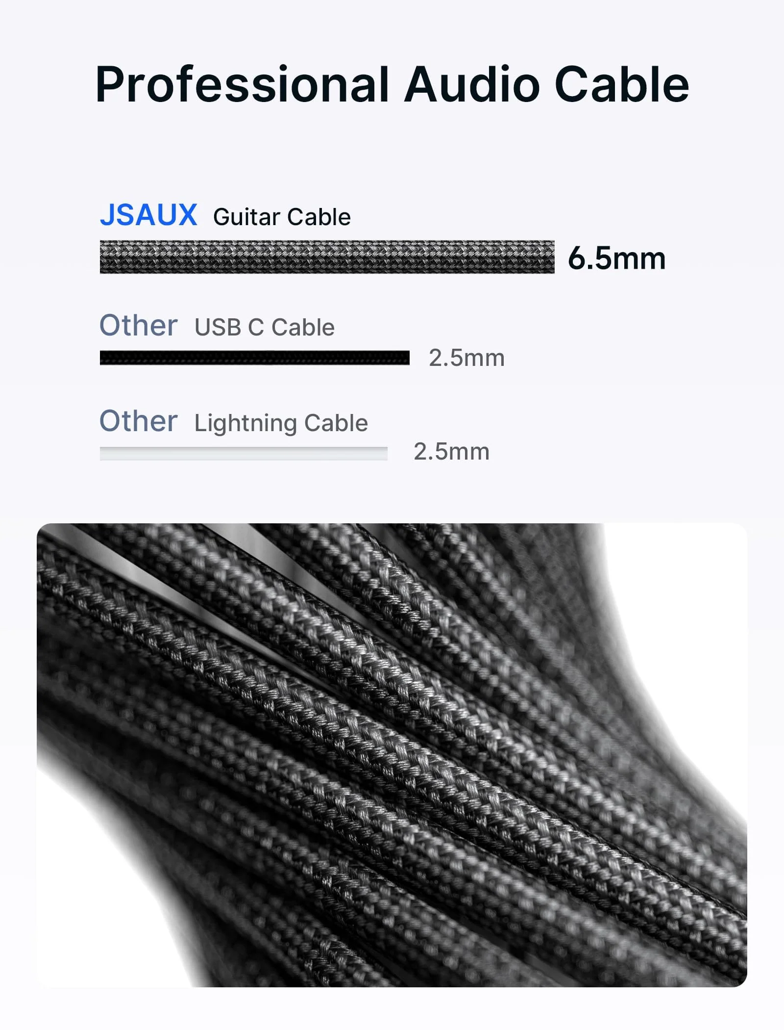 JSAUX 1/4 Inch Guitar Cable 10FT, Guitar Cord Compatible with Electric Guitar, Bass, Drums, Pedals, Amplifiers, Preamps, Mixers, Tuners, Speakers, Acoustic, Right Angle Guitar Cable Grey - Image 2