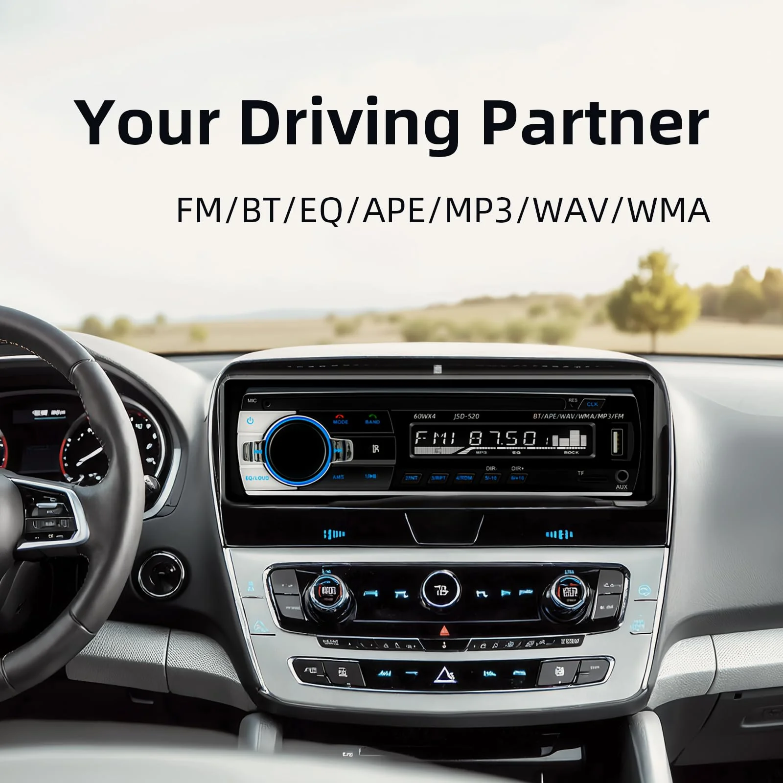 JSD-520 Car Stereo Audio Single Din Bluetooth Handsfree FM Radio Receiver USB Charging/MP3/AUX/TF, No CD Player - Image 3