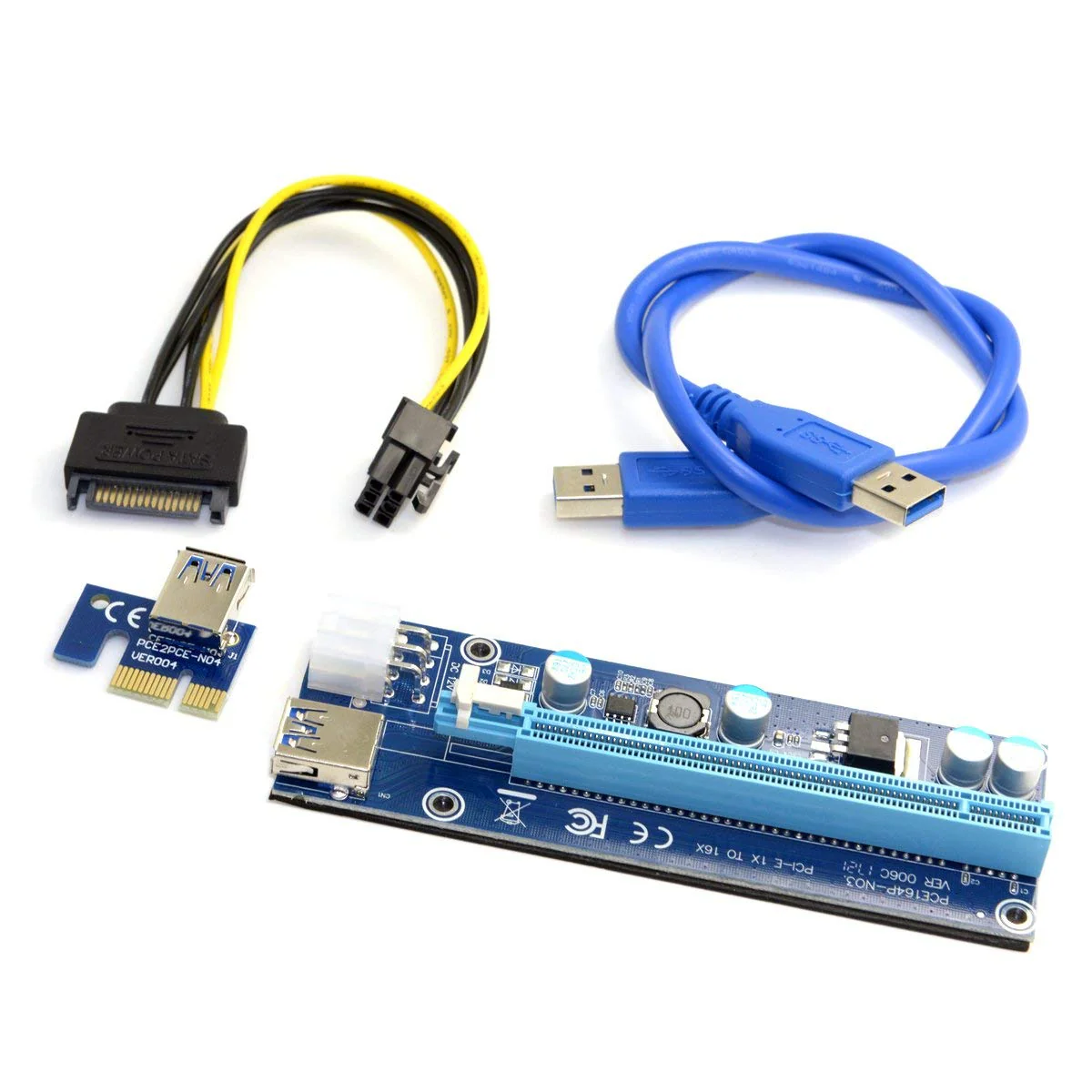 JSER PCI-E 1x to 16x Mining Machine Enhanced Extender Riser Adapter with USB 3.0 & 6Pin Power Cable - Image 6