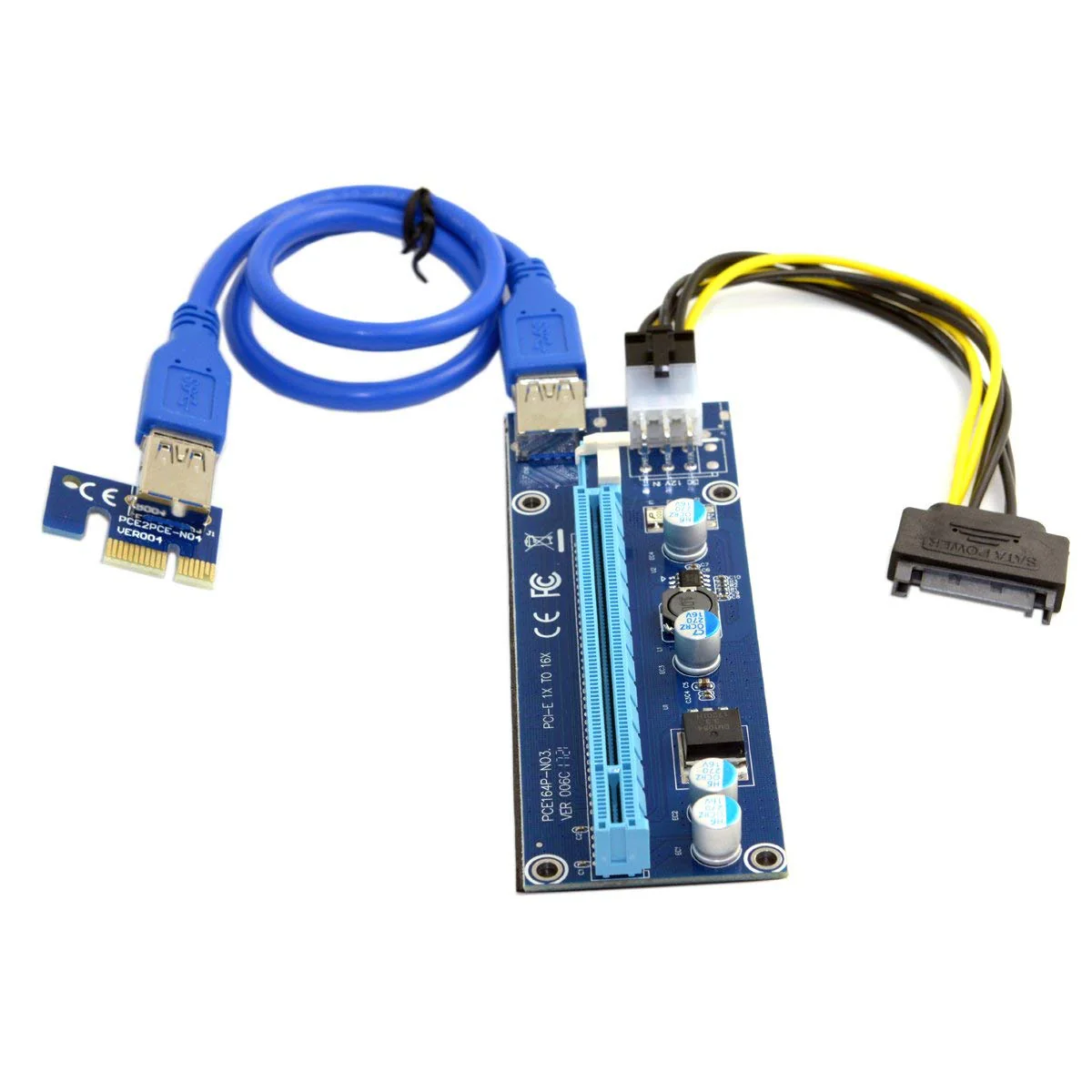 JSER PCI-E 1x to 16x Mining Machine Enhanced Extender Riser Adapter with USB 3.0 & 6Pin Power Cable - Image 7