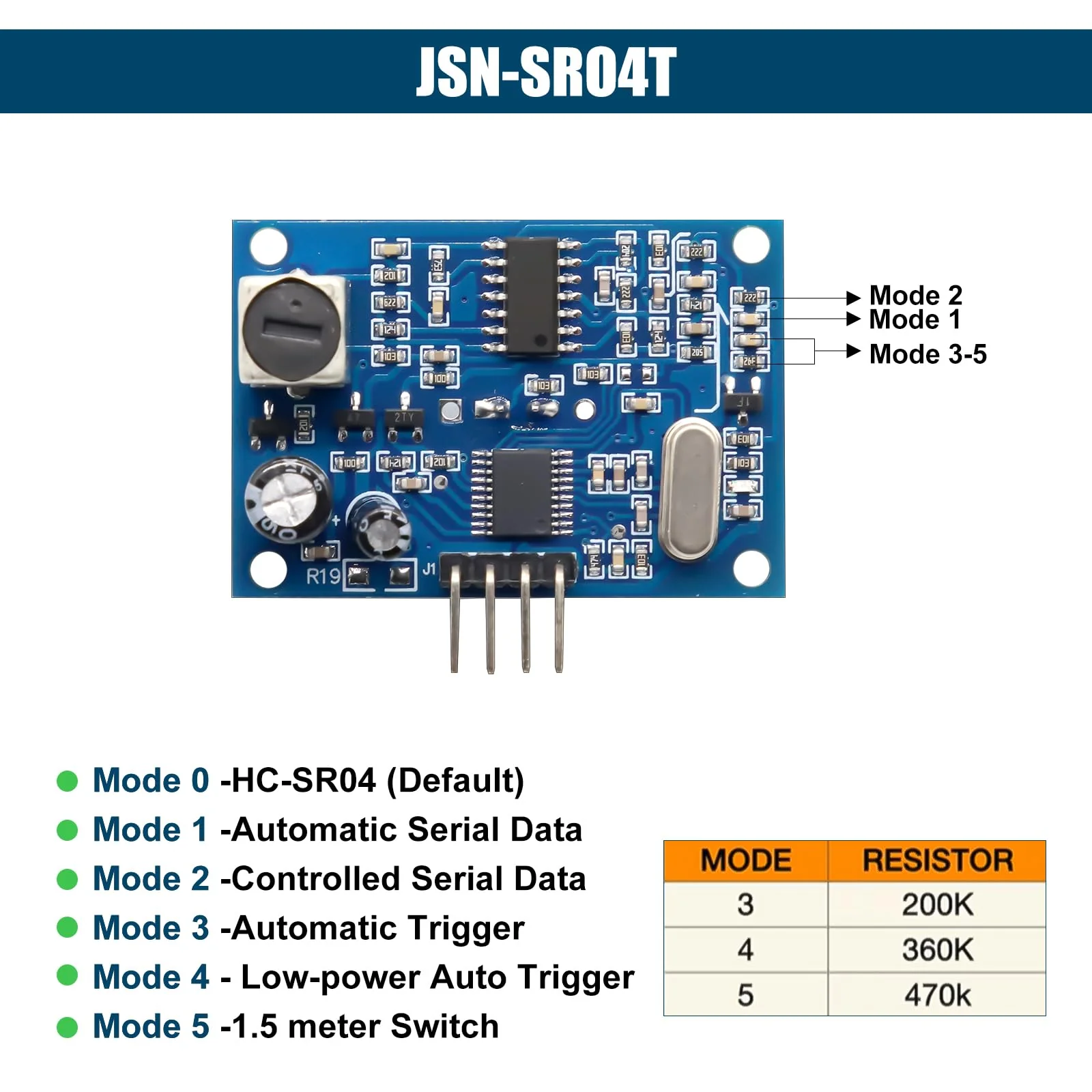 JSN-SR04T Ultrasonic Distance Transducer Sensor Module Binghe JSN-SR04T Integration Ultrasonic Distance Transducer Sensor Module JSN-SR04T Distance Measuring Module Waterproof 5V Compatible with - Image 4
