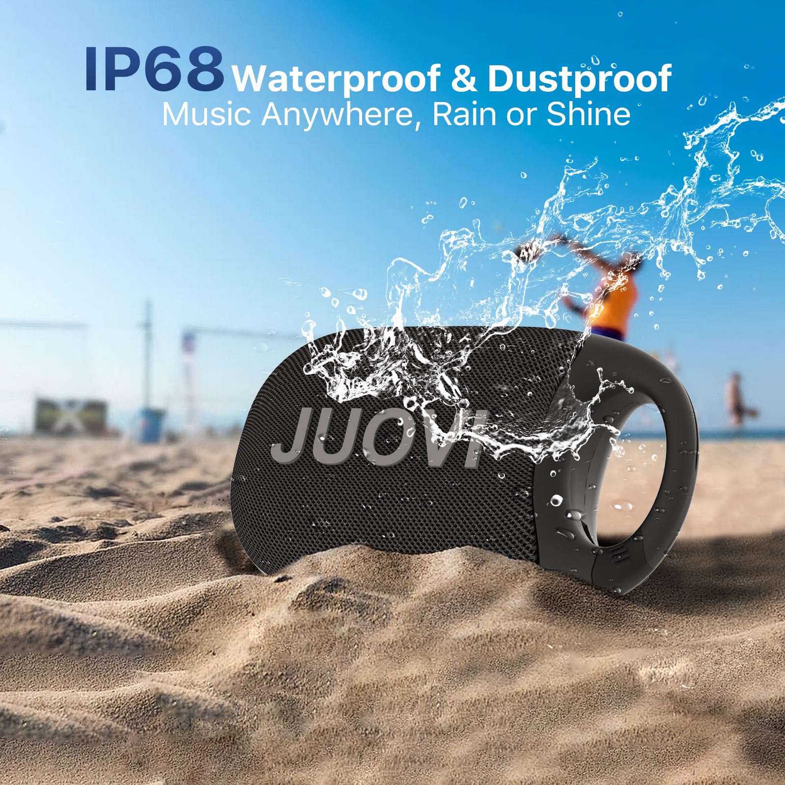 JUOVI Clip Wireless Portable Bluetooth Speaker, 24H Playtime Mini Shower Speaker IP68 Waterproof & Dustproof HD Sound Integrated Carabiner, for Home Outdoor and Travel Black CLIP J1 - Image 4
