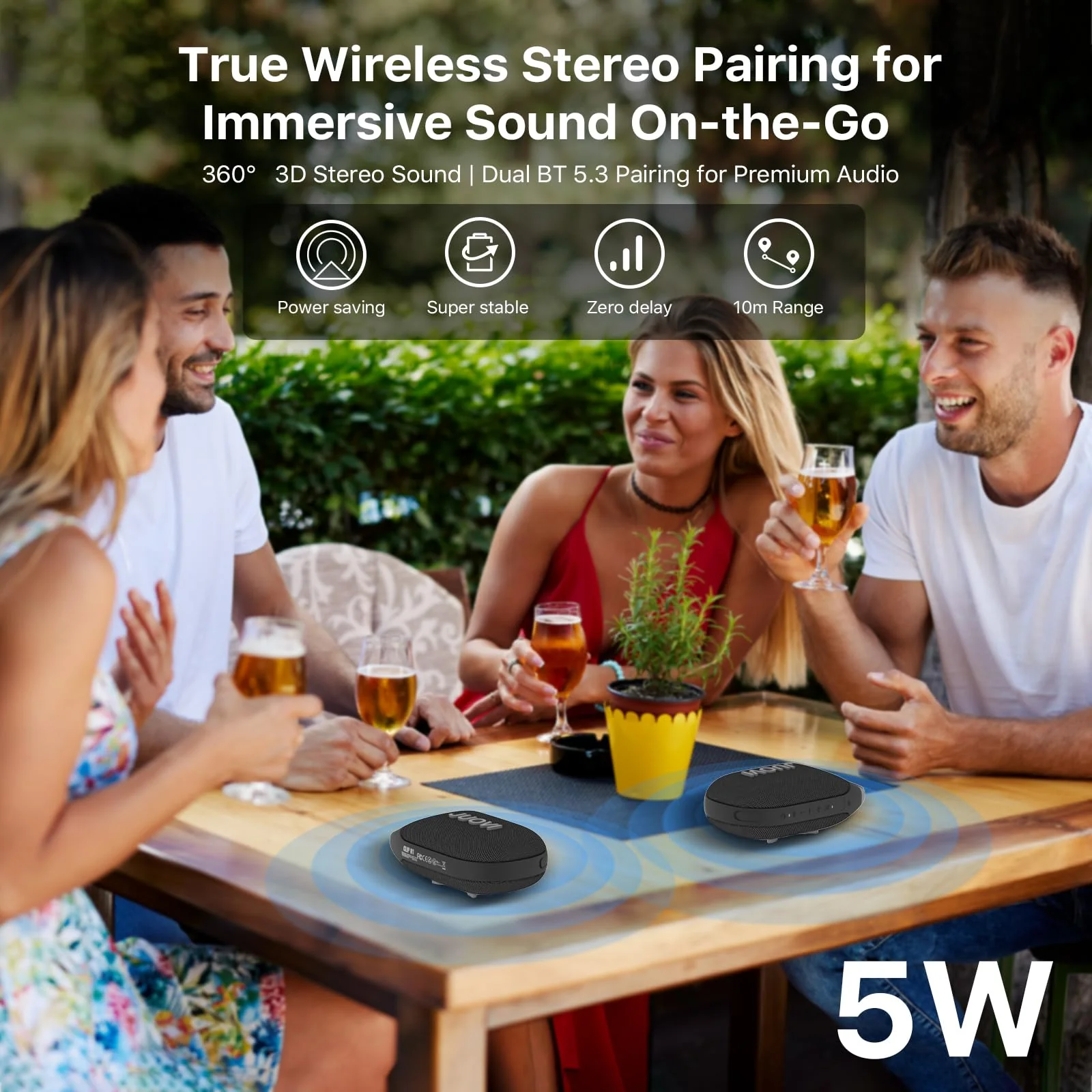 JUOVI Clip Wireless Portable Bluetooth Speaker, 24H Playtime Mini Shower Speaker IP68 Waterproof & Dustproof HD Sound Integrated Carabiner, for Home Outdoor and Travel Black CLIP J1 - Image 6