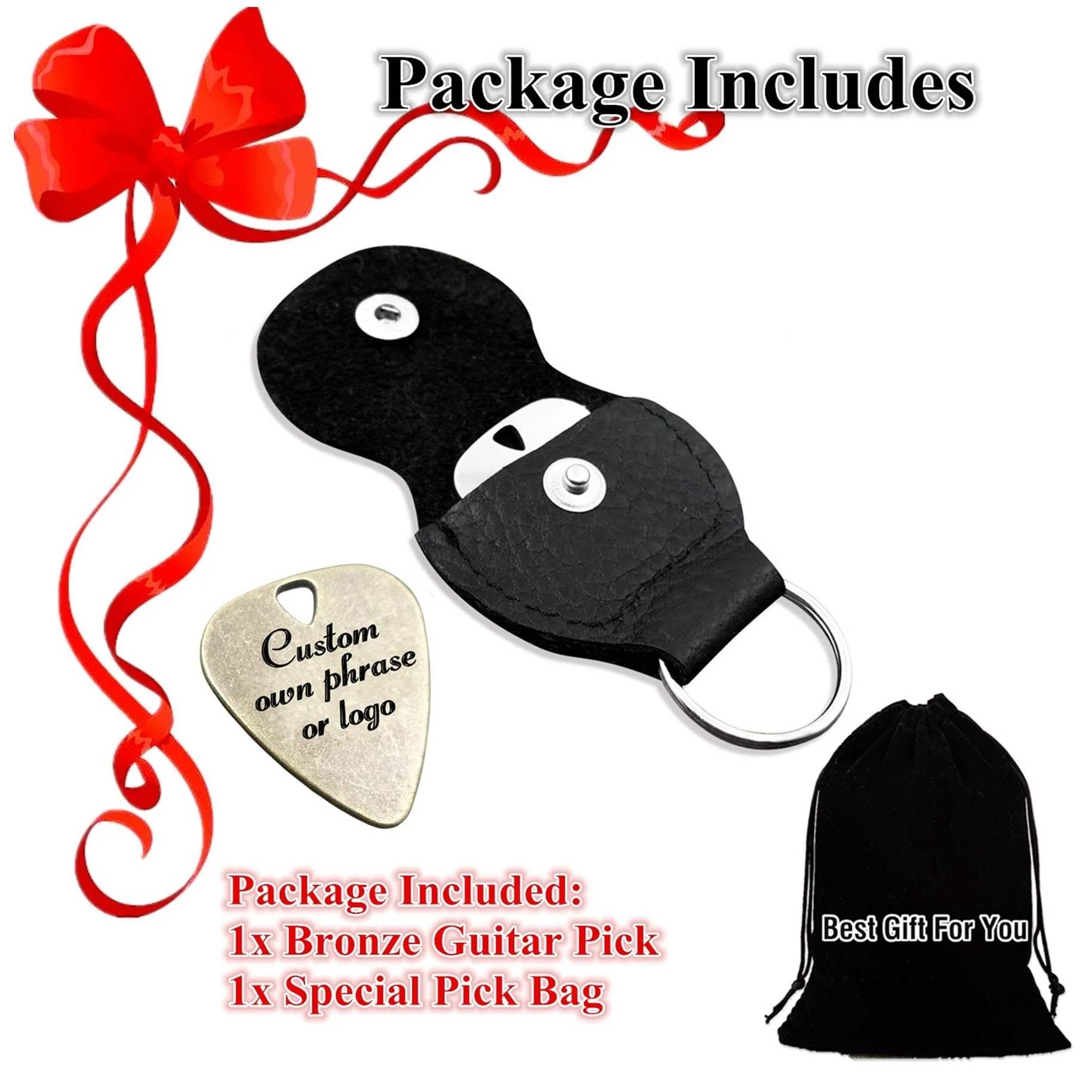 JUPPE Bronze Guitar Picks & Bass Picks, I'd Pick You Every Time Guitar Pick With Leather Case Birthday Music Gifts For Him Her or Couples (I'd Pick You Every Time) - Image 2
