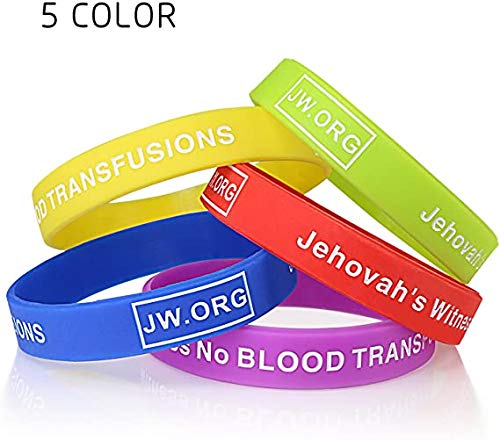 JW.org No Blood Medical Alert Flexible Silicone Wristband-5 pcs-Rainbow - Image 2