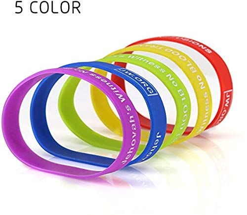 JW.org No Blood Medical Alert Flexible Silicone Wristband-5 pcs-Rainbow - Image 3