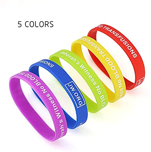 JW.org No Blood Medical Alert Flexible Silicone Wristband-5 pcs-Rainbow - Image 4