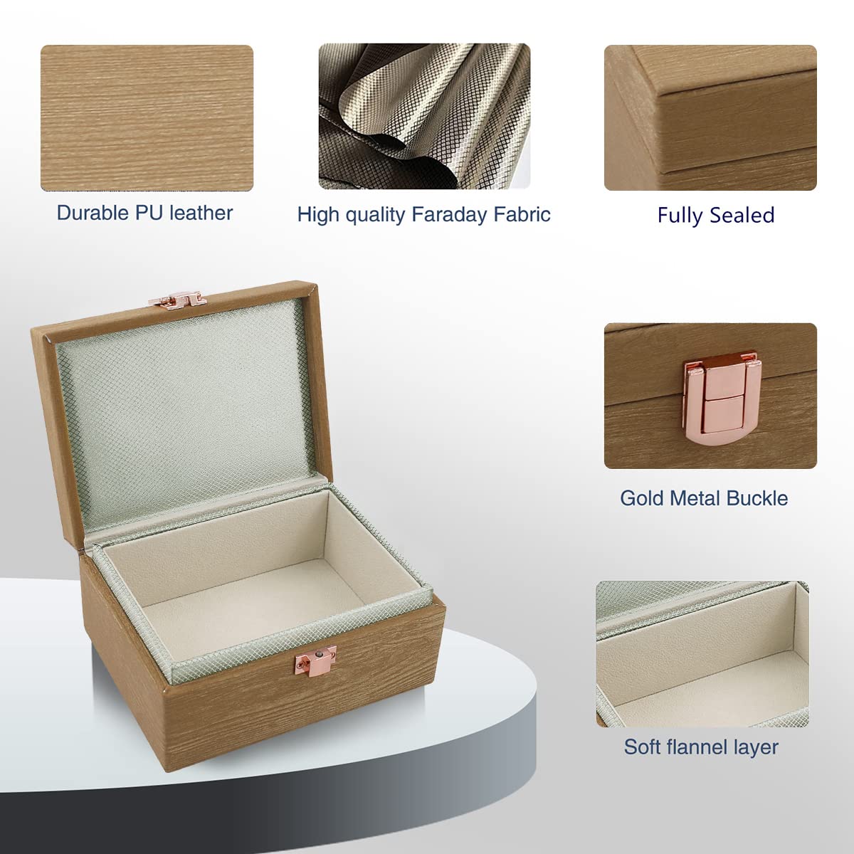 JXE JXO Faraday Box, Faraday Key Fob Protector, Faraday Cage, RFID Key Fob Protector, Key Fob Signal Blocker Box, Faraday Box for Key Fob(Mini Imitation Wood) Mini Imitation Wood - Image 3