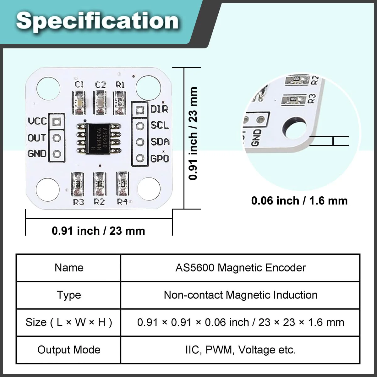 JYUDAUFU 4pcs AS5600 Magnetic Encoder 12Bit DC 3.3V High Precision Induction Angle Meter Module IIC PWM Voltage Output for Raspberry Pi for Arduino with Jumper Cable - Image 2
