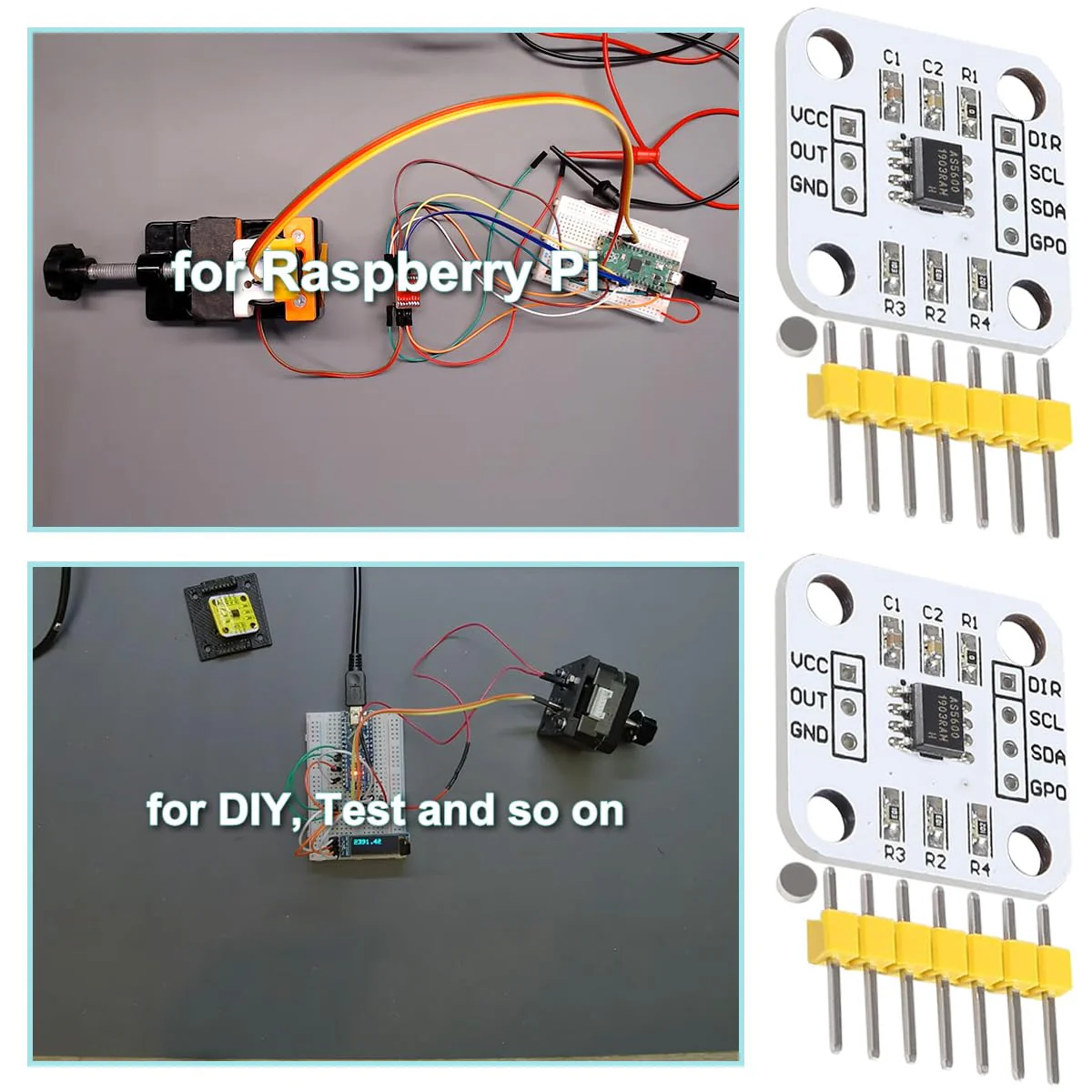 JYUDAUFU 4pcs AS5600 Magnetic Encoder 12Bit DC 3.3V High Precision Induction Angle Meter Module IIC PWM Voltage Output for Raspberry Pi for Arduino with Jumper Cable - Image 6