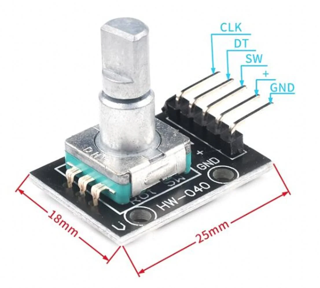 JZK KY-040 Rotary Encoder, 5 Pin 360 Degree Rotary Encoder, Module KY-040 Rotary Encoder, Push Button Switch, Pack of 5 - Image 2