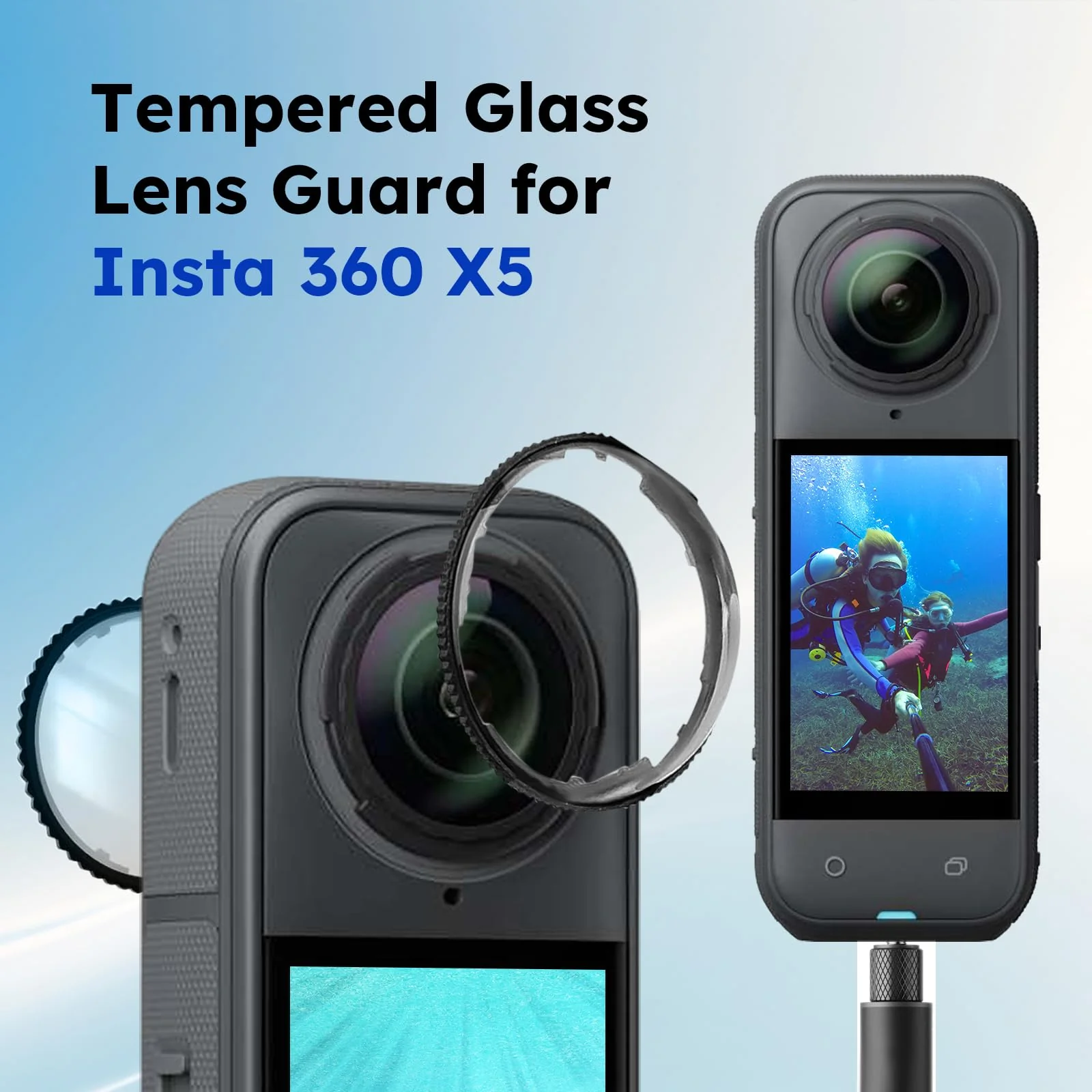 JZW-SHOP Premium Lens Guards with 2 Screen Protector Compatible with Insta360 X5, 10H 98% High Transparency Tempered Optical Glass, Scratch-resistant Protective Lens Cover, Insta 360 X5 Accessories kit - Image 2