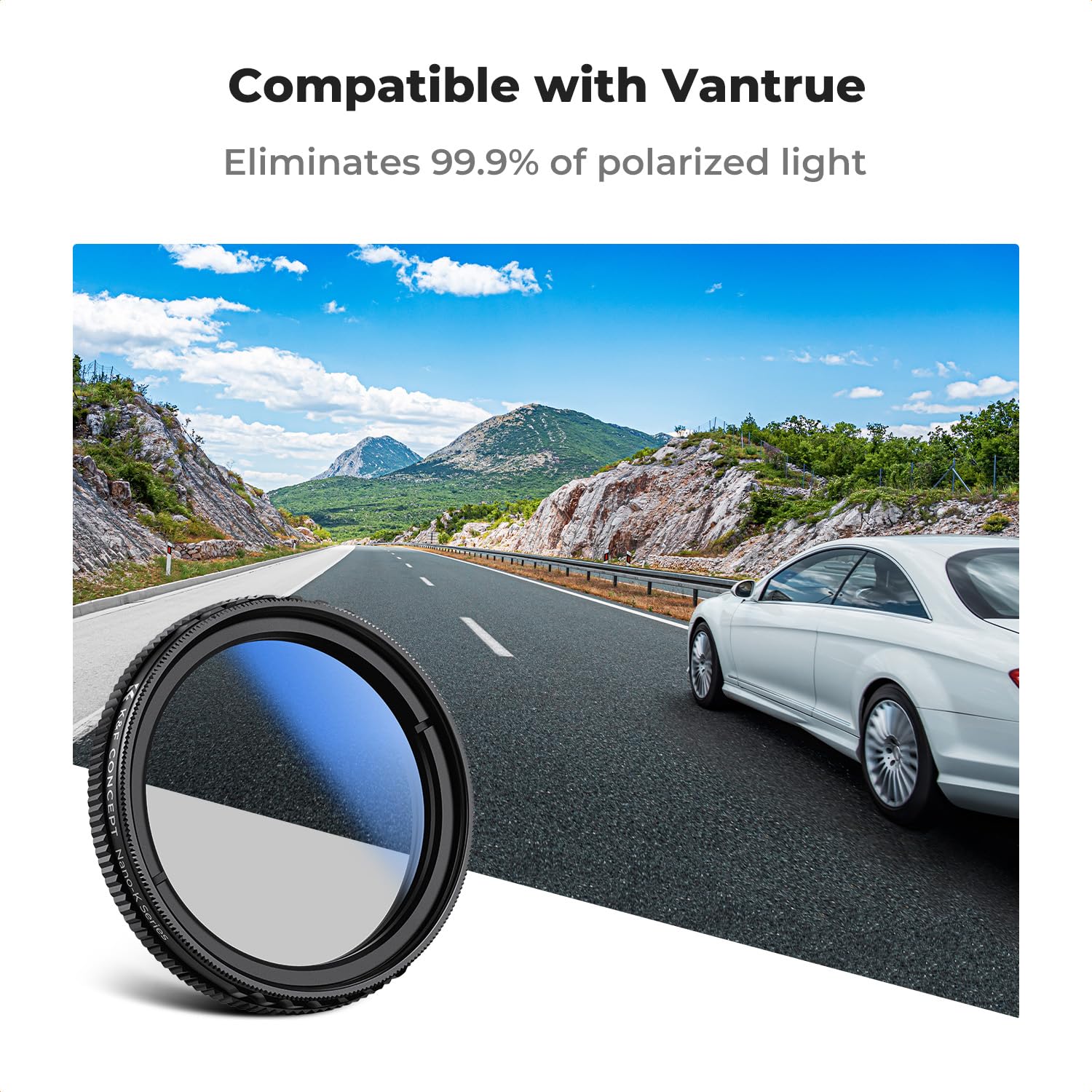 K&F Concept 40mm Ultra-Slim CPL Circular Polarizer Filter for Vantrue E1, E2, E3, E1 Lite, S1 Pro, N4 Pro N5 Dash Cam, Reduce Glare and Reflection, Enhance Contrast - Image 2