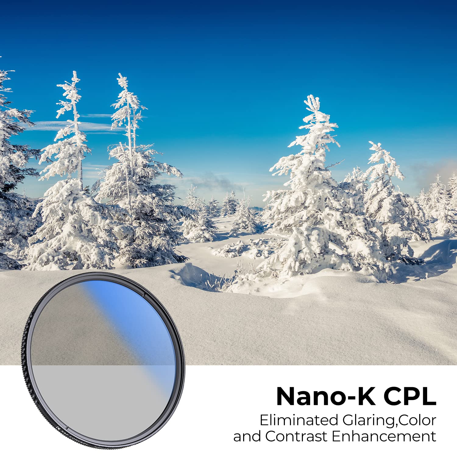 K&F Concept 58mm Circular Polarizer Filter Ultra-Slim 18 Multi-Coated Optical Glass Circular Polarizing Filter for Camera Lenses with Cleaning Cloth (K Series) - Image 2