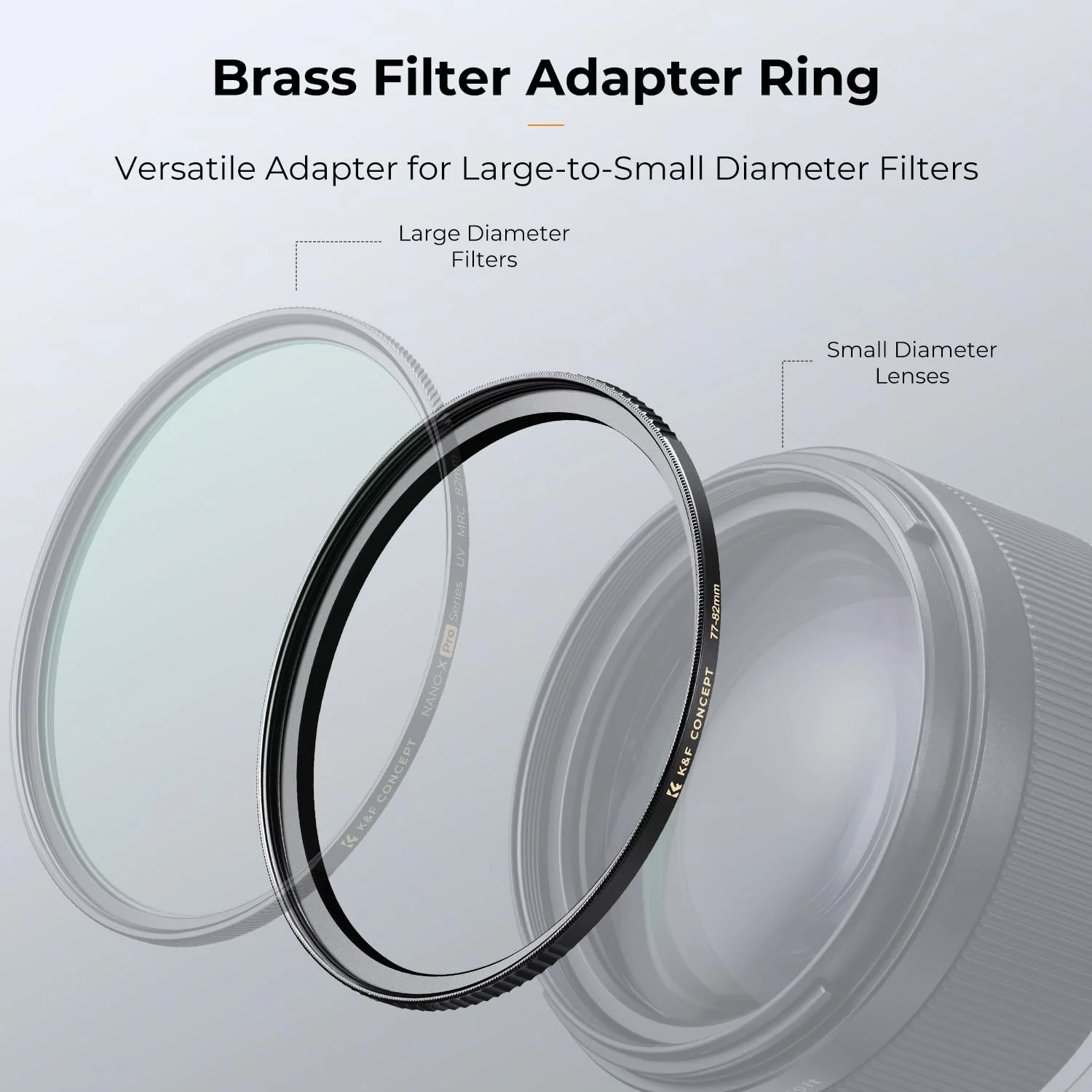 K&F Concept 58mm to 67mm Step-Up Lens Filter Adapter Ring CNC Machined Brass Filter Adapter Rings, for 58mm Lens Install 67mm Filter 58-67mm - Image 2