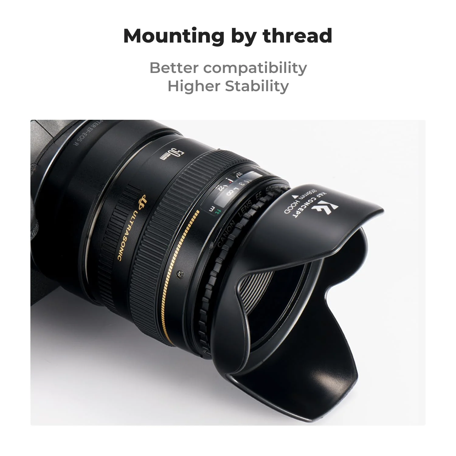 K&F Concept 58mm Tulip Flower Lens Hood for Canon Rebel T8i T7 T7i T6i T6 T6s T5i T5 T4i T3i SL3 SL2 SL1 DSLR Cameras with RF24-50mm F4.5-6.3 is STM, EF 75-300mm f/4-5.6 III,EF 50mm f/1.4 USM Lens - Image 3