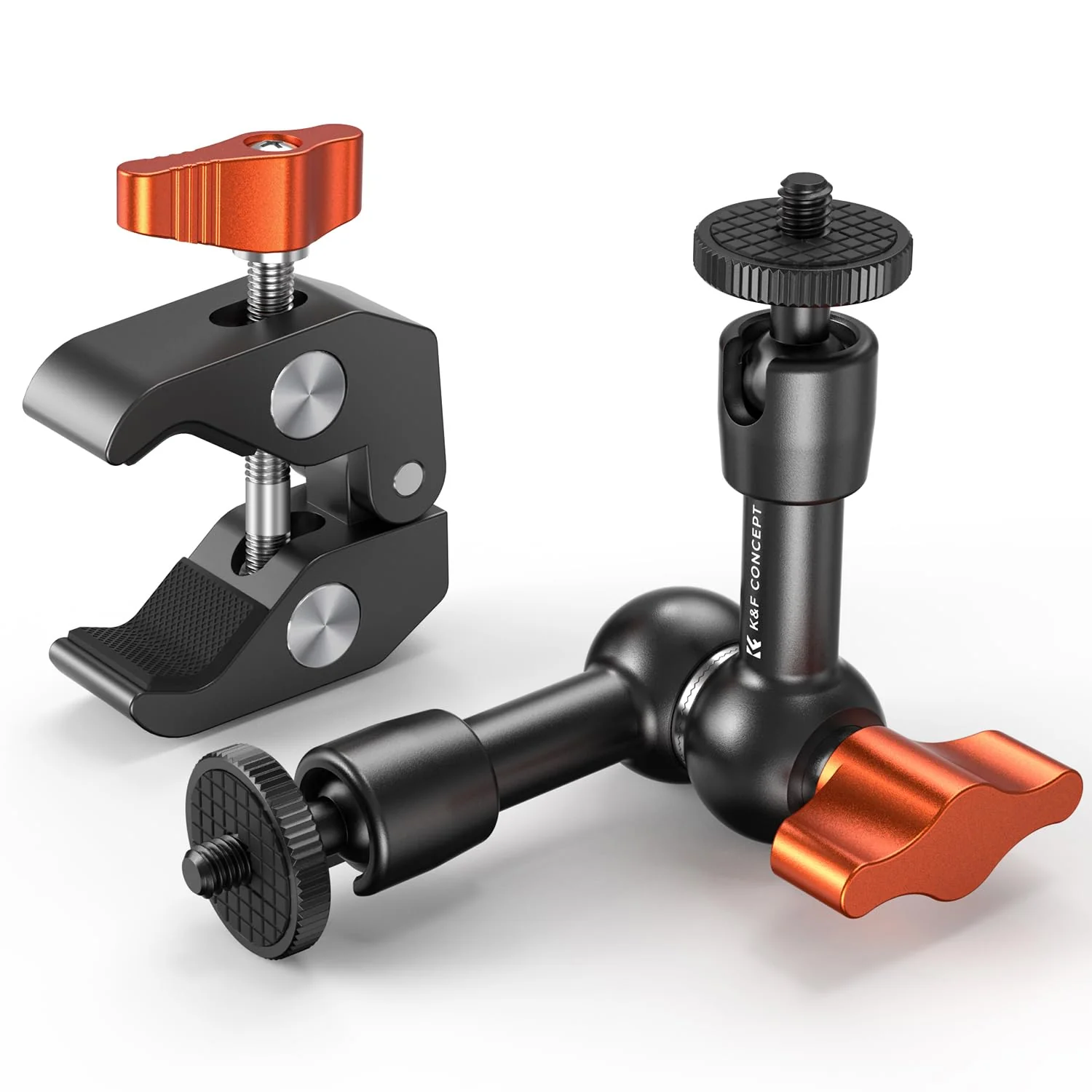 K&F CONCEPT 6" Magic Arm Clamp with Super Clamp, 360°Ballhead Articulating Mini Arm for Monitor, LED Light, Webcam, Action Camera 6" with Clamp