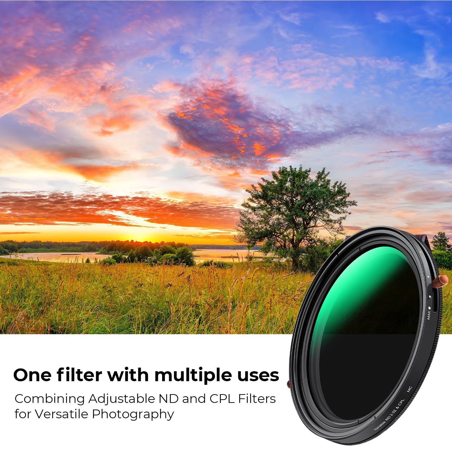 K&F Concept 67mm Variable Fader ND2-32 ND Filter and CPL Circular Polarizing Lens Filter in 1 for Camera Lens Waterproof Neutral Density Polarizer Filter (Nano-D Series) - Image 3