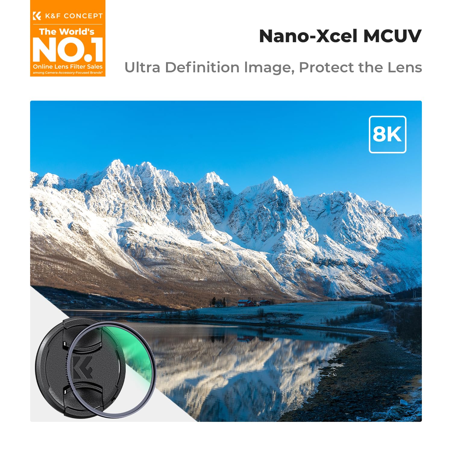 K&F CONCEPT 82mm MC UV Lens Protection Filter with Filter Cap Cleaning Cloth Optical Glass Ultra Slim 28 Multi-Layer Coatings Camera Lens UV Filter (Nano-X Series) - Image 2