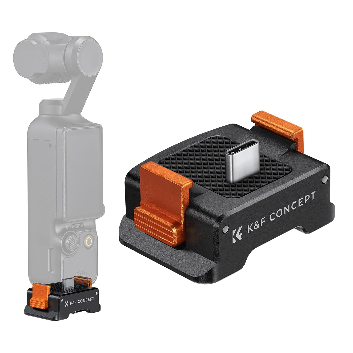 K&F Concept Charging Adapter Base for DJI Osmo Pocket 3, Desktop Type-C Charging Dock Fit Arca-Swiss Standard, with 1/4 Screw Hole/Folding Finger, Aluminum Alloy Bracket - Image 2
