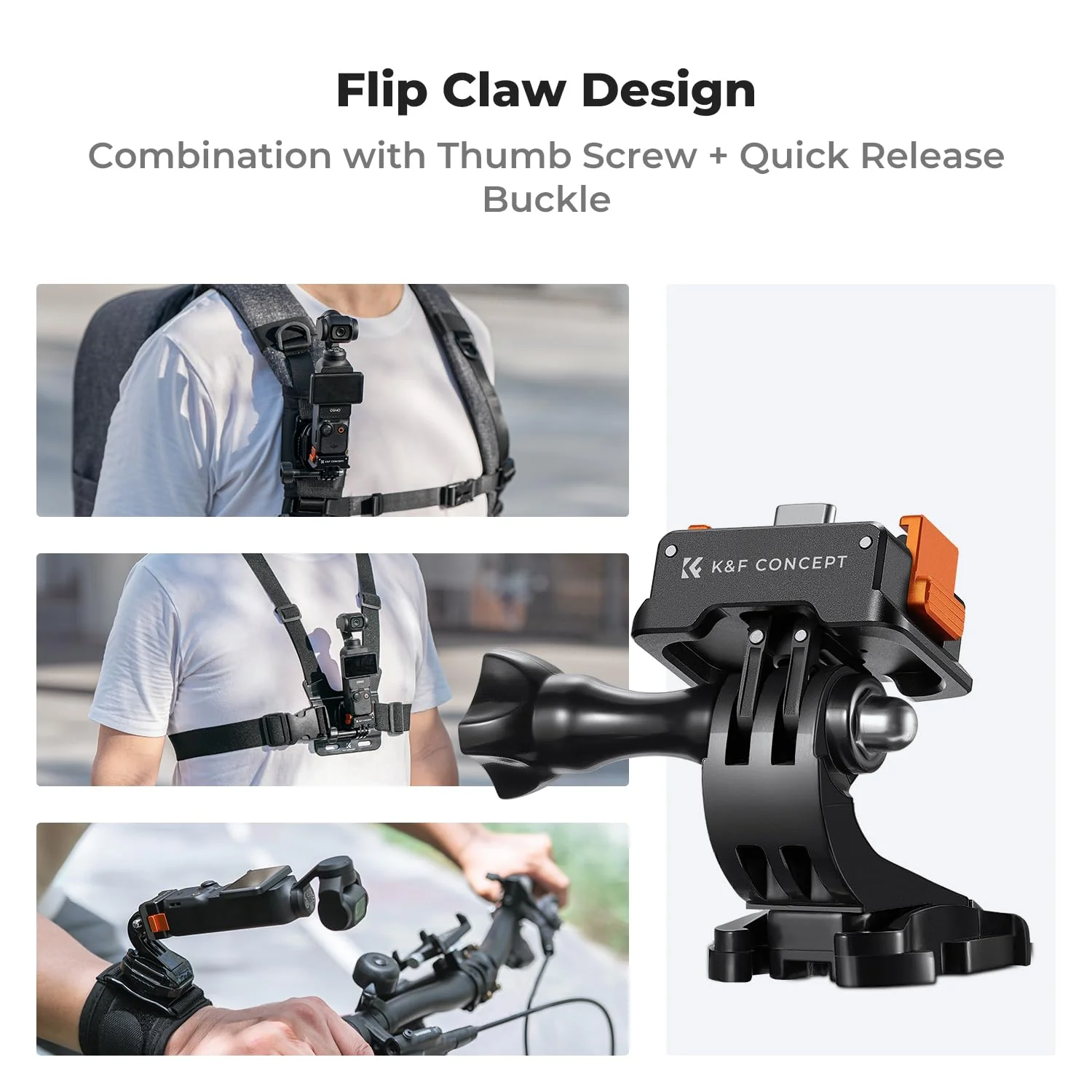 K&F Concept Charging Adapter Base for DJI Osmo Pocket 3, Desktop Type-C Charging Dock Fit Arca-Swiss Standard, with 1/4 Screw Hole/Folding Finger, Aluminum Alloy Bracket - Image 6