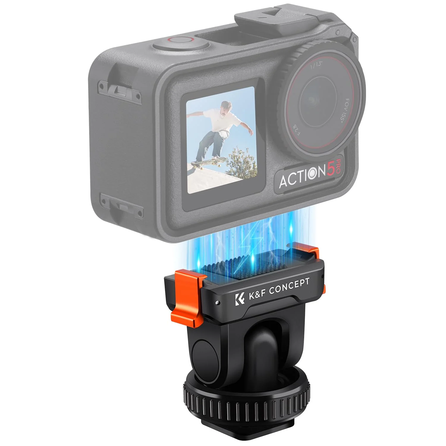 K&F CONCEPT Cold Shoe Action Camera Magnetic Quick Mount Holder, Tripod Mount for DJI Osmo Action 5 Pro Hot Shoe Camera Adapter with 1/4" Screw Hole for Osmo Action 3/4 DSLR Photography Accessories - Image 2