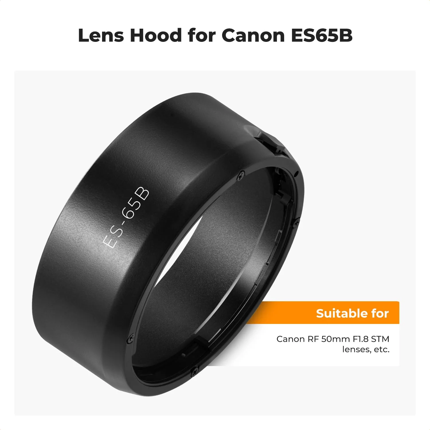 K&F CONCEPT Lens Hood Compatible with Canon RF 50mm F1.8 STM Lens, Reversible Snap on Camera Lens Shade Replacement of ES-65B Hood, Compatible with 43mm Filters and Lens Cap - Image 2