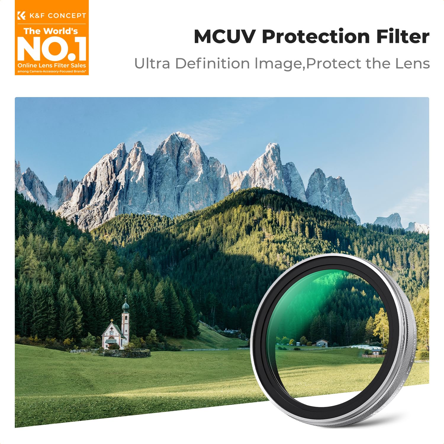 K&F CONCEPT MCUV Protection Camera Lens Filter (Silver Frame) Compatible with Fujifilm X100 Series Accessories-X100/X100F/X100S/X100T/X100V/X100VI, 28 Multi-Coatings Waterproof HD UV Filter Silver - Image 2