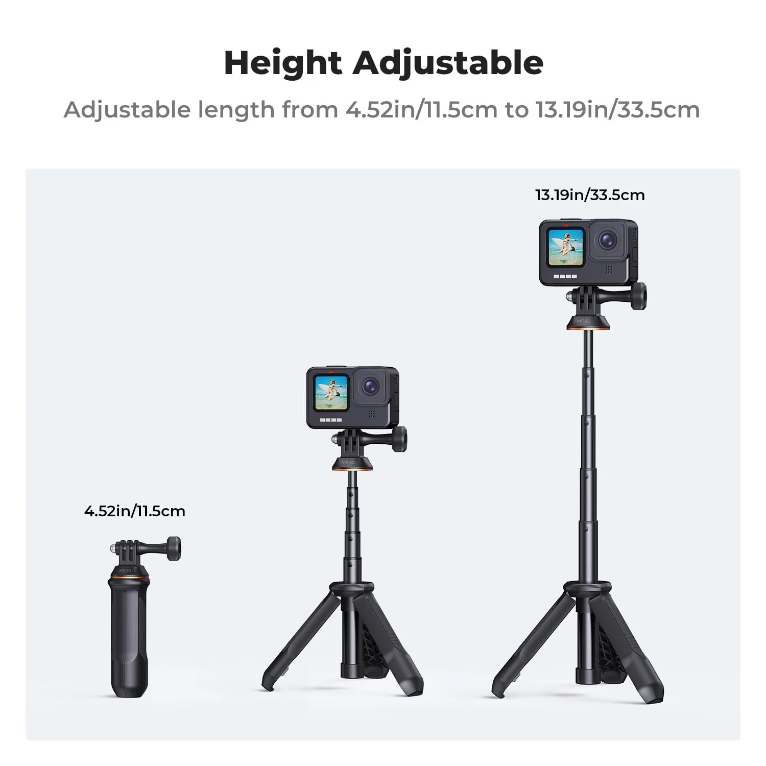 K&F Concept Selfie Stick for GoPro, Portable Gopro Tripod Extendable Gopro Stick Gopro Vlog Tripod Stand for GoPro Hero 13 12 11 10 9/Max/DJI OSMO/Insta 360 AKASO Action Camera. Dark - Image 2
