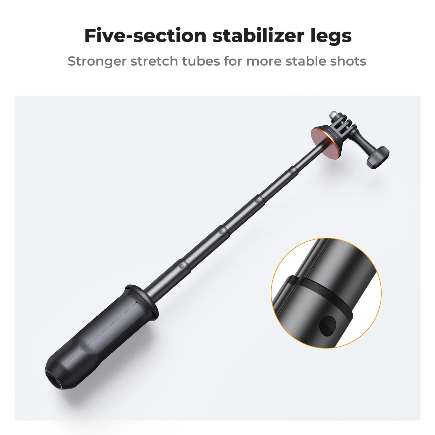 K&F Concept Selfie Stick for GoPro, Portable Gopro Tripod Extendable Gopro Stick Gopro Vlog Tripod Stand for GoPro Hero 13 12 11 10 9/Max/DJI OSMO/Insta 360 AKASO Action Camera. Dark - Image 4