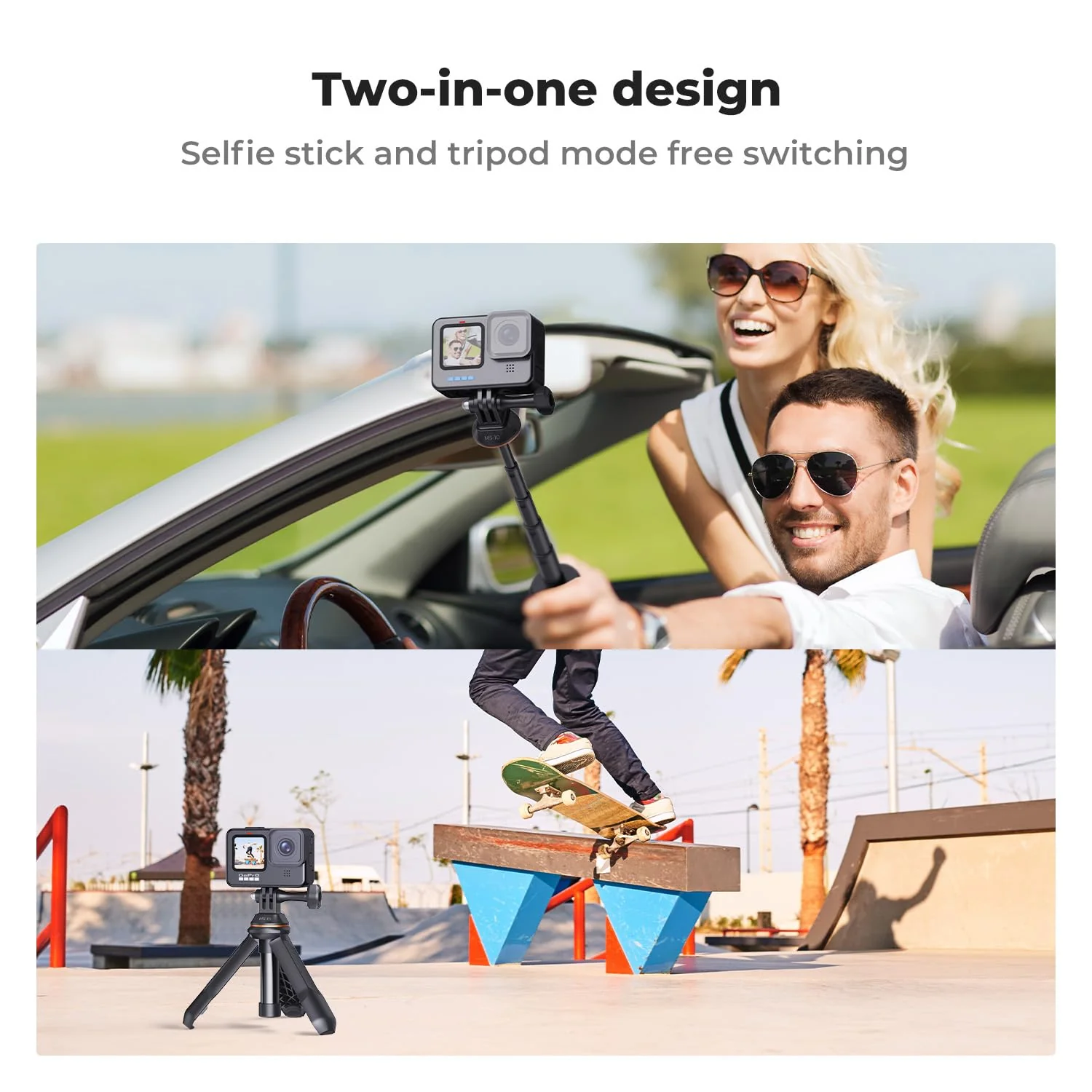 K&F Concept Selfie Stick for GoPro, Portable Gopro Tripod Extendable Gopro Stick Gopro Vlog Tripod Stand for GoPro Hero 13 12 11 10 9/Max/DJI OSMO/Insta 360 AKASO Action Camera. Dark - Image 6