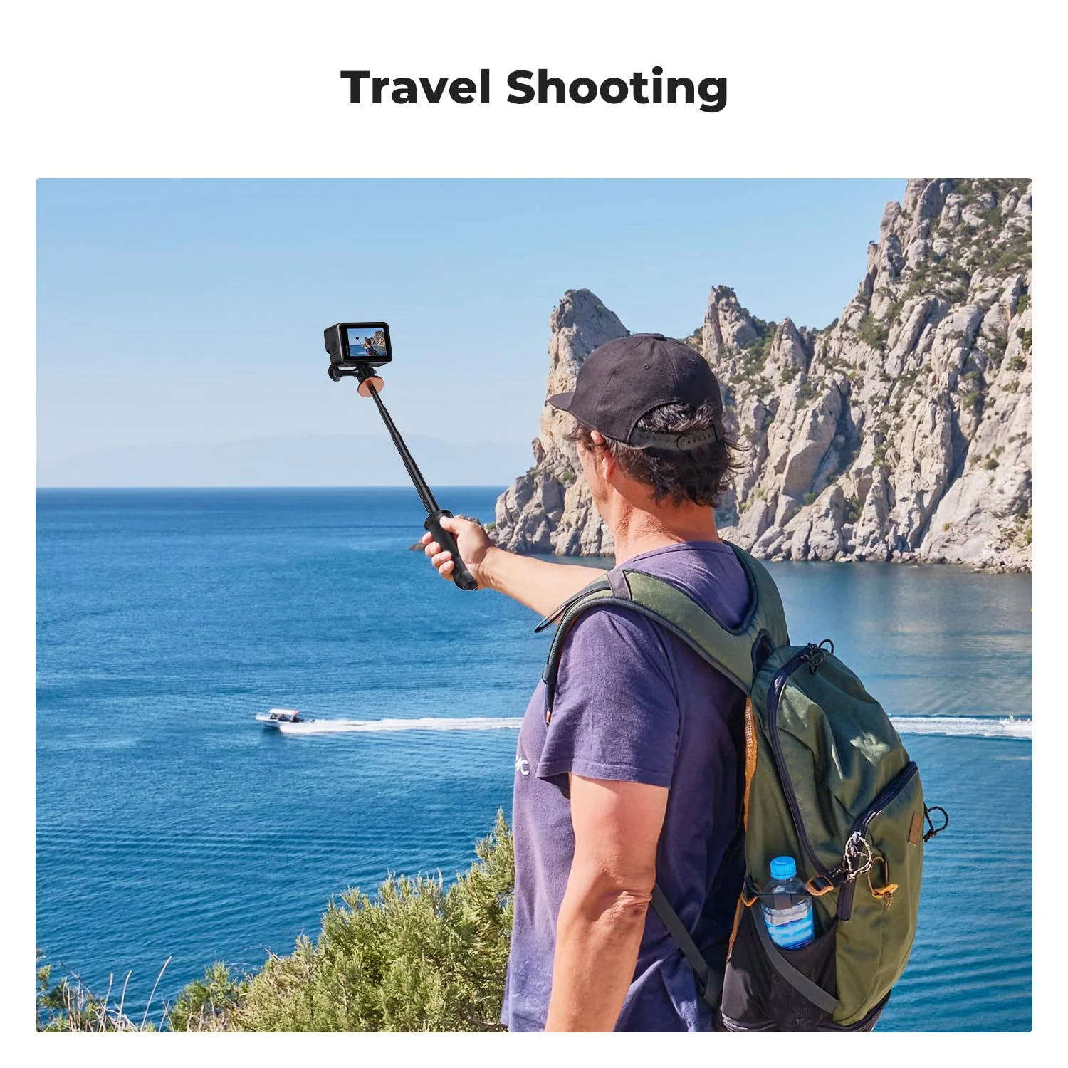 K&F Concept Selfie Stick for GoPro, Portable Gopro Tripod Extendable Gopro Stick Gopro Vlog Tripod Stand for GoPro Hero 13 12 11 10 9/Max/DJI OSMO/Insta 360 AKASO Action Camera. Dark - Image 7