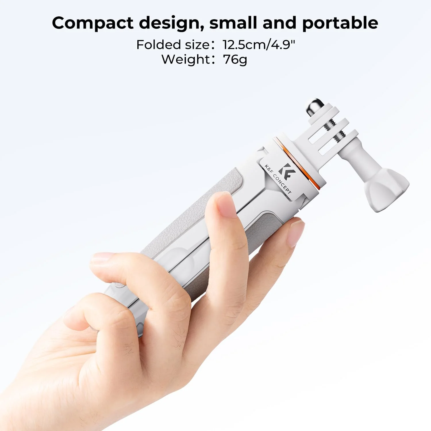 K&F Concept Selfie Stick Tripod for GoPro, Extendable Vlog Selife Stick Portable Stand Compatible with GoPro Hero 12/11/10/9/8/7/6/5/GoPro Max/DJI Osmo Action/Insta 360/AKASO Action Camera 32CM Grey - Image 4