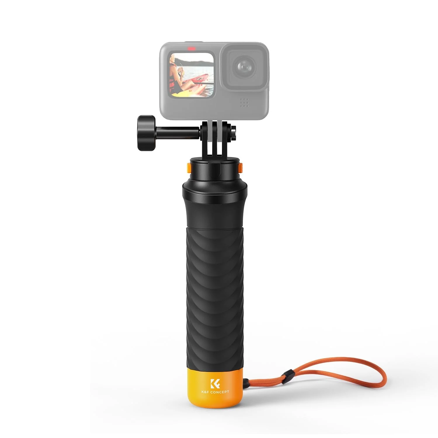 K&F Concept Waterproof Floating Hand Grip, Fast-Release Design Compatible with GoPro, Bottom 1/4 Interface for Most Other Action Cameras, Anti-Slip Handle, Wrist Strap for Water Sports