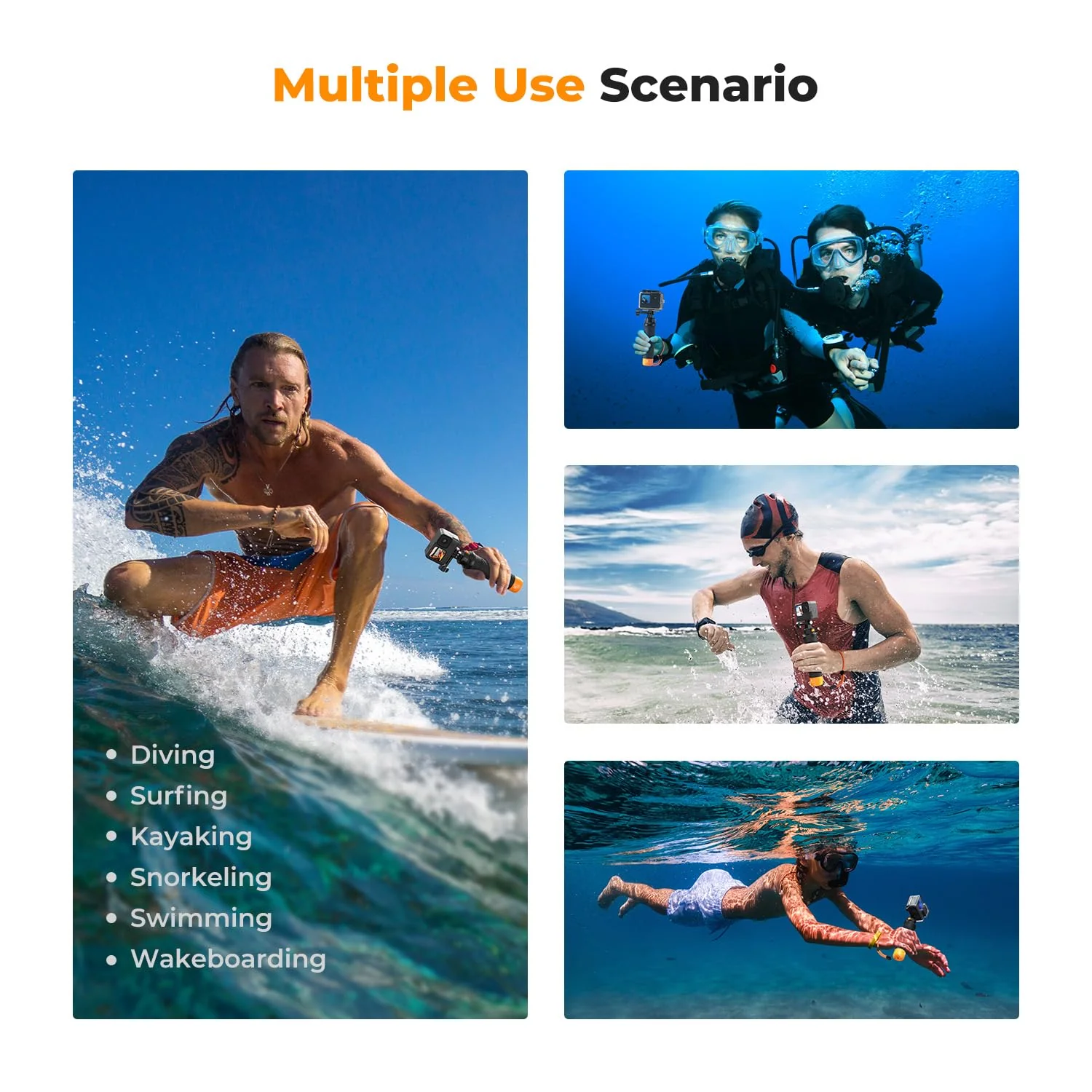 K&F Concept Waterproof Floating Hand Grip, Fast-Release Design Compatible with GoPro, Bottom 1/4 Interface for Most Other Action Cameras, Anti-Slip Handle, Wrist Strap for Water Sports - Image 5