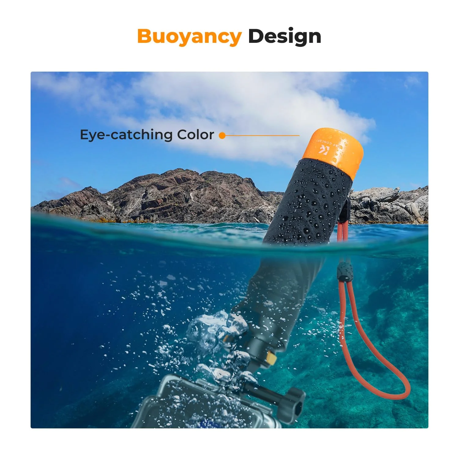 K&F Concept Waterproof Floating Hand Grip, Fast-Release Design Compatible with GoPro, Bottom 1/4 Interface for Most Other Action Cameras, Anti-Slip Handle, Wrist Strap for Water Sports - Image 6