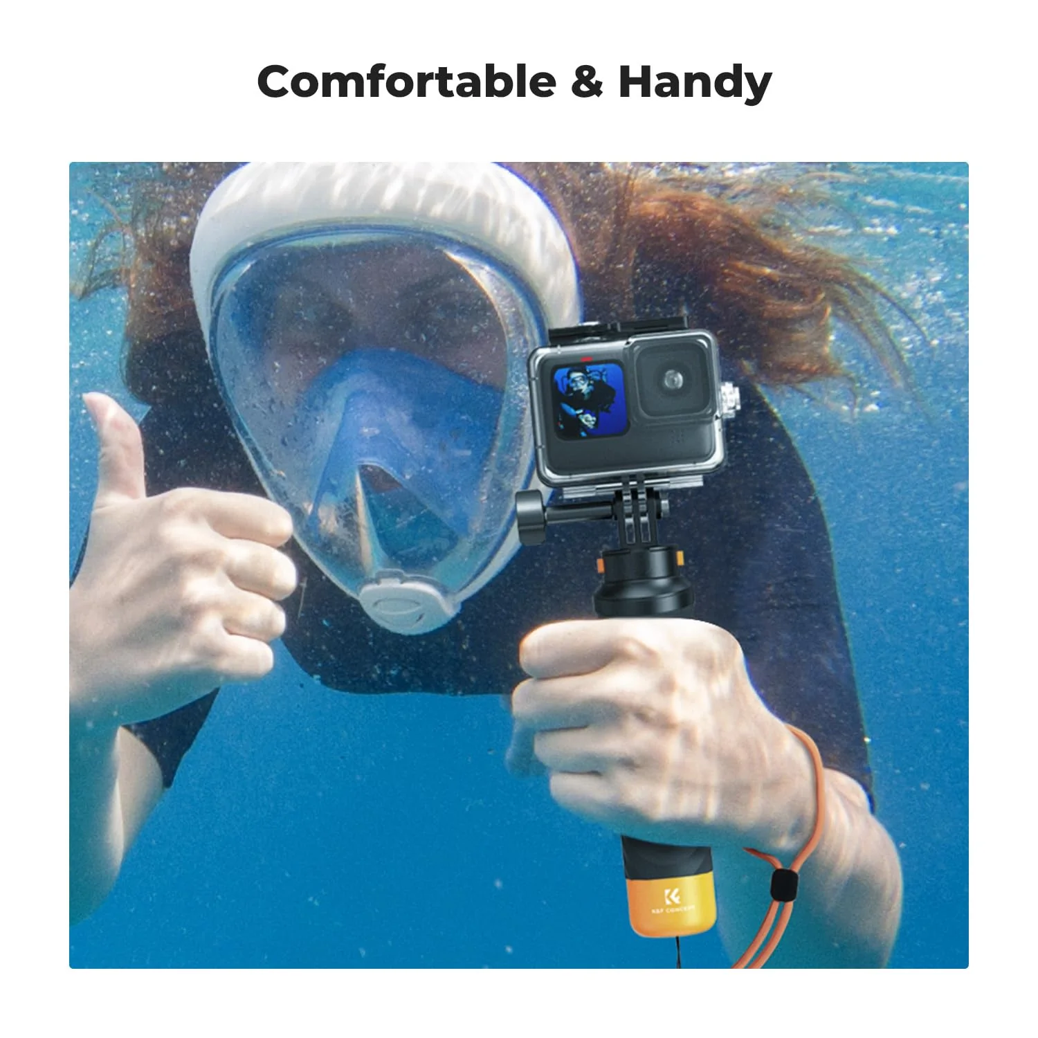 K&F Concept Waterproof Floating Hand Grip, Fast-Release Design Compatible with GoPro, Bottom 1/4 Interface for Most Other Action Cameras, Anti-Slip Handle, Wrist Strap for Water Sports - Image 7