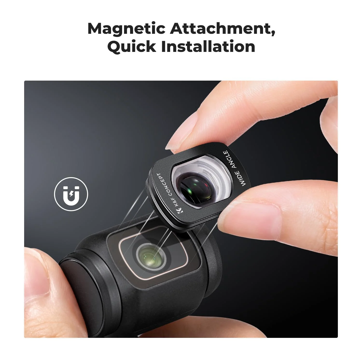 K&F Concept Wide-Angle Lens Compatible with DJI Osmo Pocket 3, Magnetic Attach/Multi-Coated/Optical Glass - Image 2