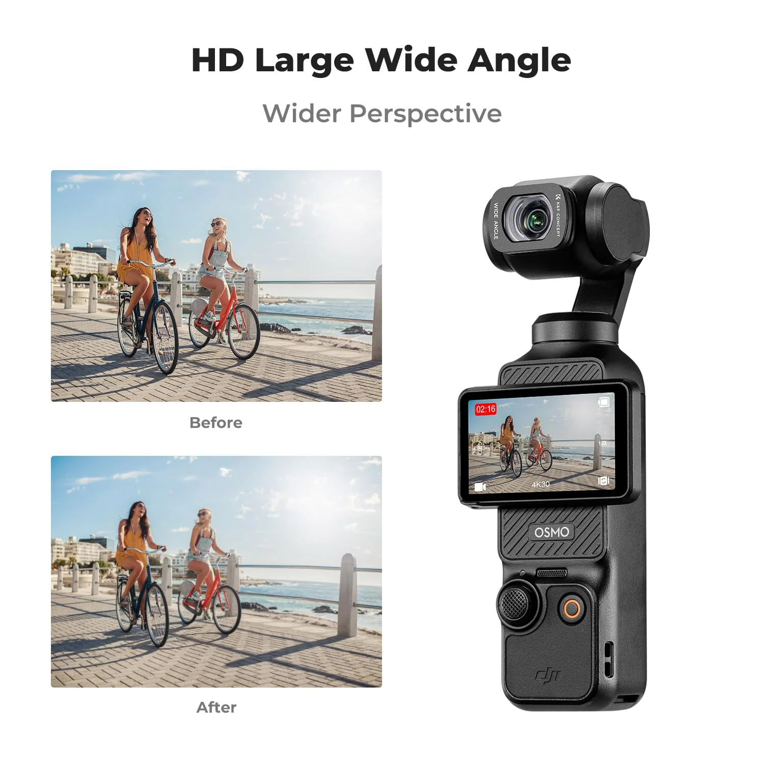 K&F Concept Wide-Angle Lens Compatible with DJI Osmo Pocket 3, Magnetic Attach/Multi-Coated/Optical Glass - Image 4