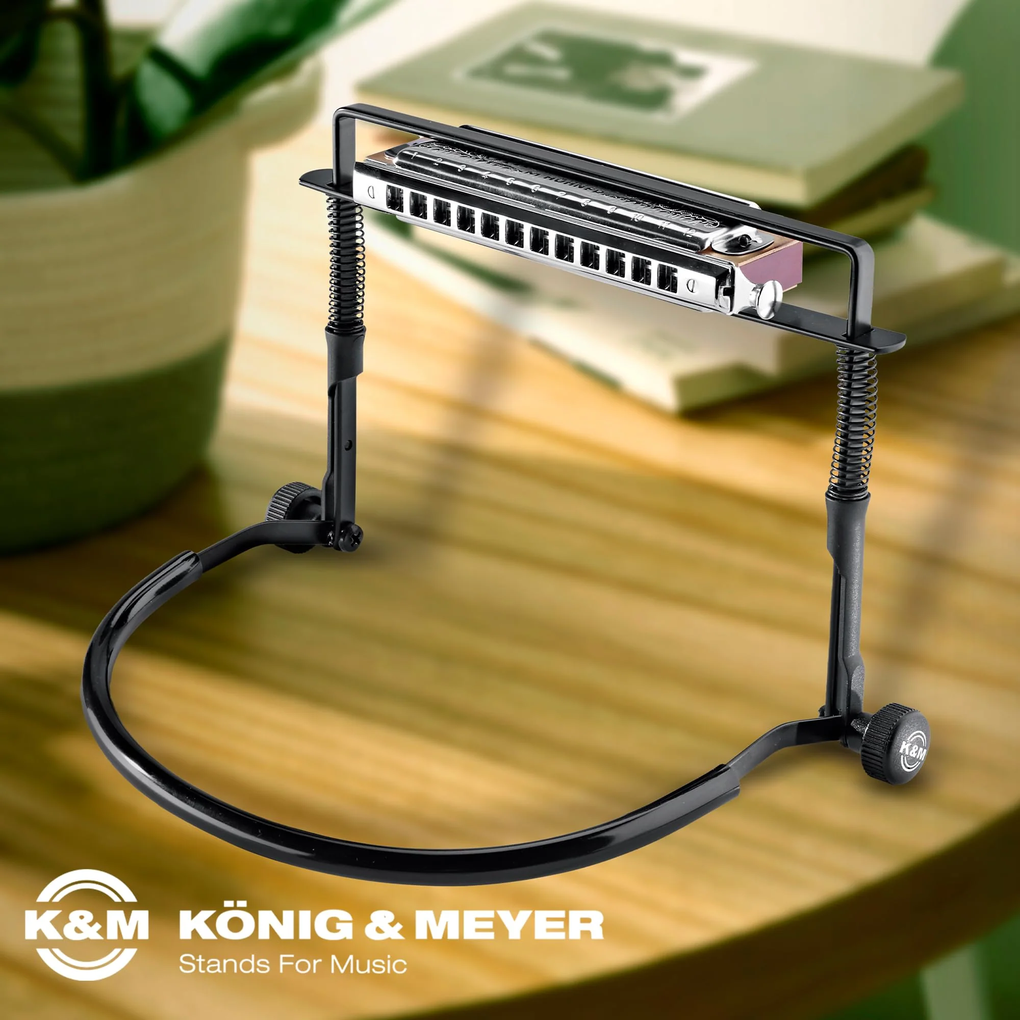 K&M Konig & Meyer 16415.000.55 Harmonica Holder - Industry Standard - Hands Free Harp Neck Brace - Sturdy Adjustable Frame - Professional Grade for all Musicians - German Made - Black 16415.000.55 (1 Pack) - Image 2