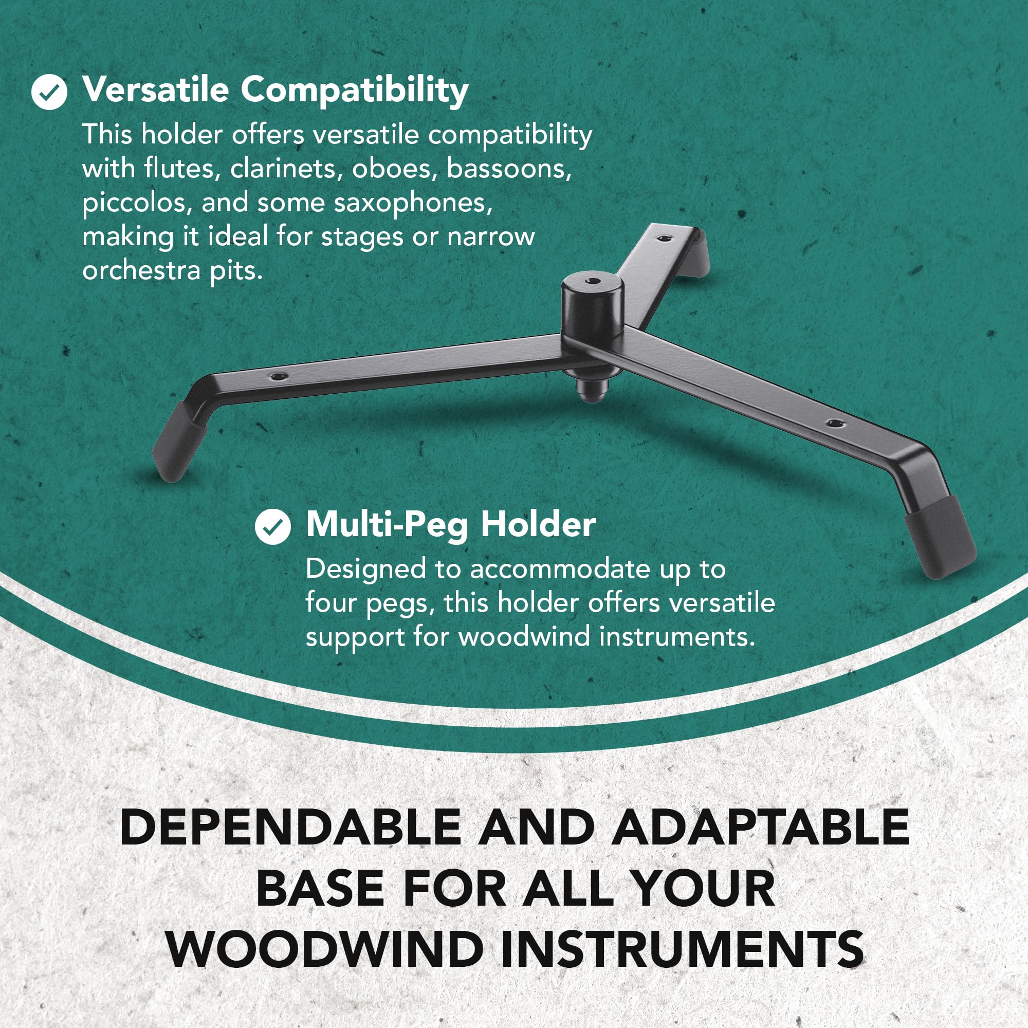 K&M Konig & Meyer Peg Base | Black Peg Base for Woodwind Musical Instruments | Versatile Clarinet Stand that Accommodates up to Four Pegs | Wobble Free Foldable Flute Stand Made of Steel | 0.6kg - Image 2