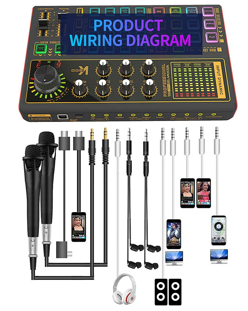 K300 Podcast Equipment Bundle, With Podcast Condenser Microphone, Voice Changer Sound Card with Multiple Sound Effects and LED Light, Prefect for Streaming/Podcasting/Gaming/Recording/YouTube/PC SK300 Mic - Image 6