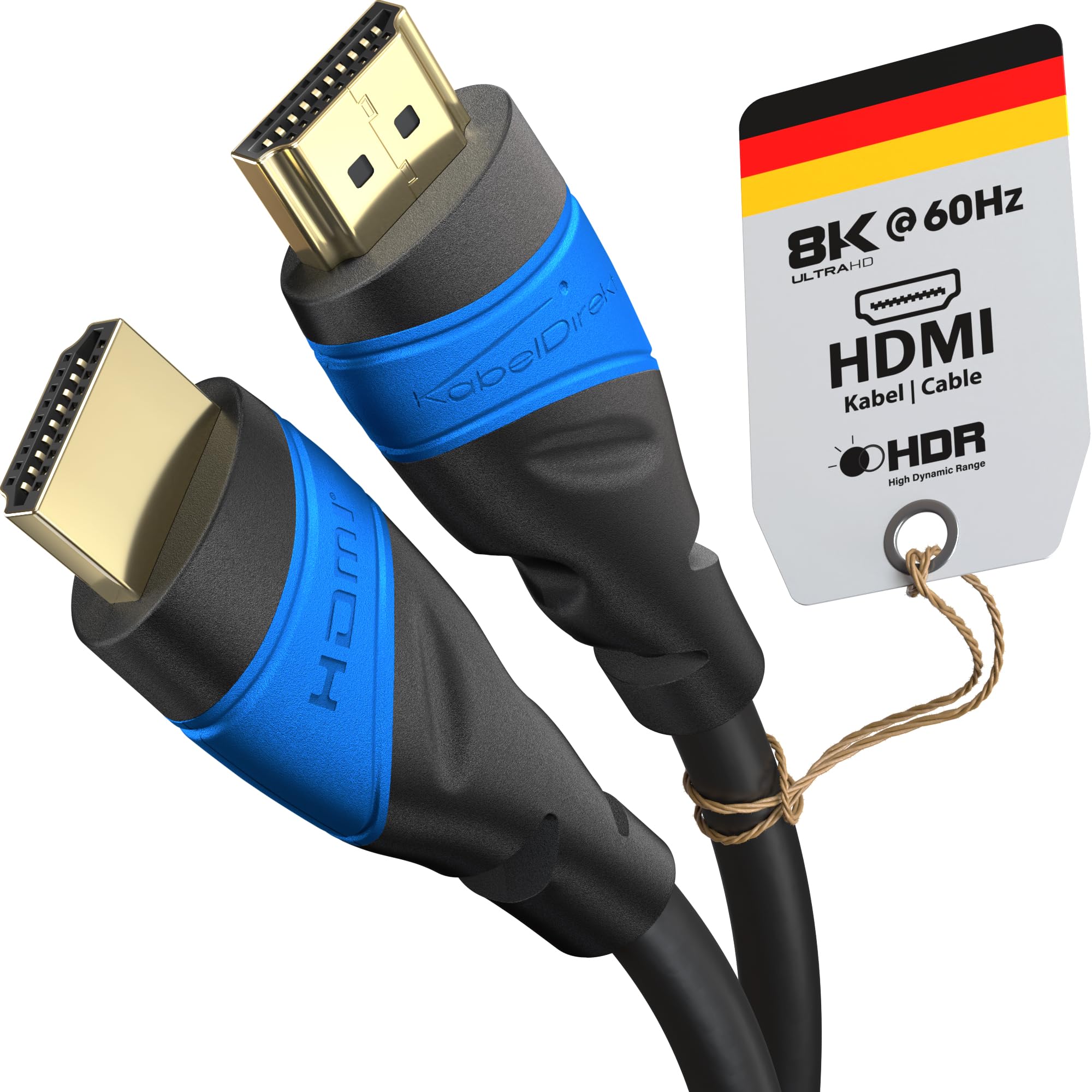 KabelDirekt – 8K / 4K HDMI Cable – 1.5ft & More HDMI Cables (0.5ft–75ft) – German-Engineered HDMI Cord – Supports 10K/8K@60Hz/4K@120Hz – HDMI Cable for HDTV, PC, PS5, Xbox, Switch 1.5 ft 1-Pack Black/Blue