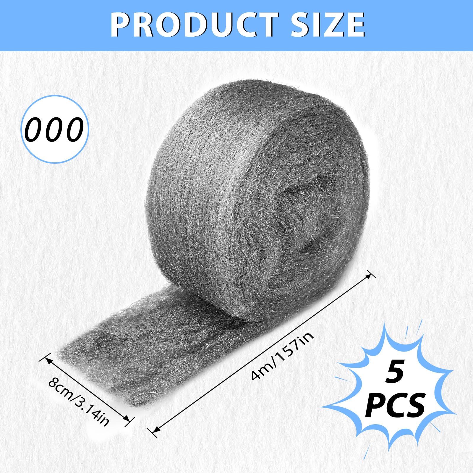 KACNON 000 Steel Wool, 5 Rolls 20 m Steel Wool Against Mice, with Gloves and Scissors, Stainless Steel Wool, Fine Against Rodents, Steel Wool, for Holes and Wall Cracks, Home, Garage - Image 2